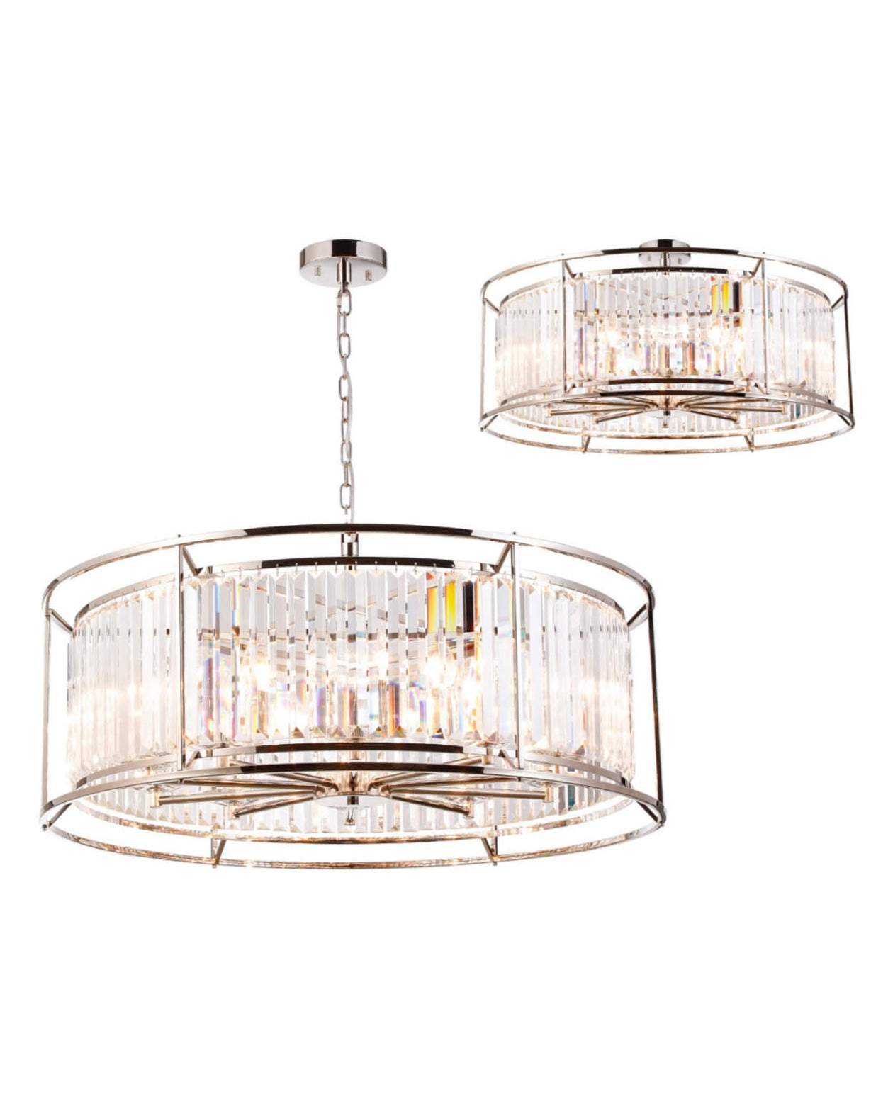 Pentagon Polished Nickel Chandelier