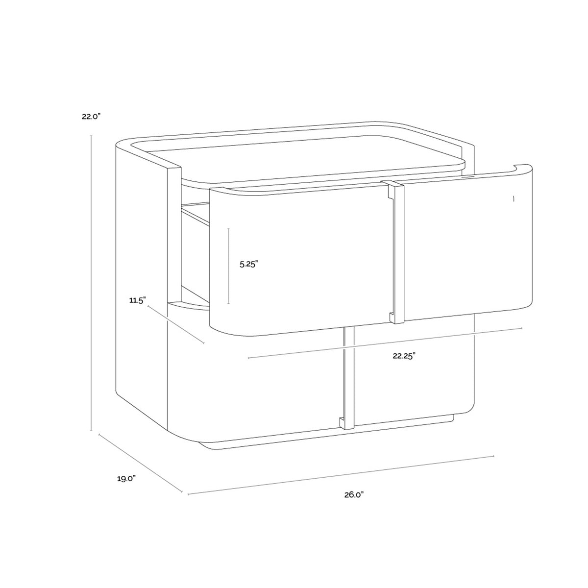 Huxley Nightstand Small Cream