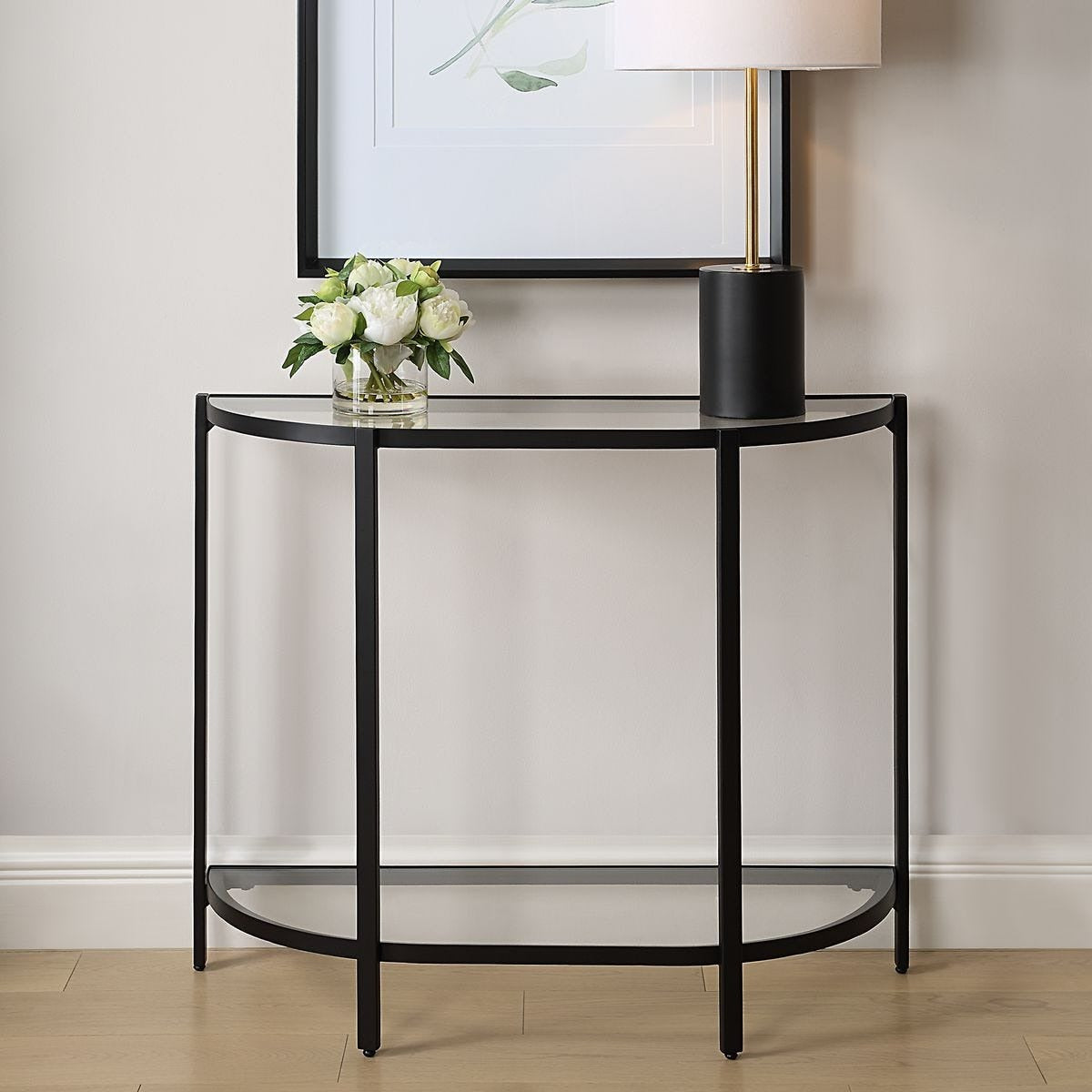 Atrani Demilune Black Console Table