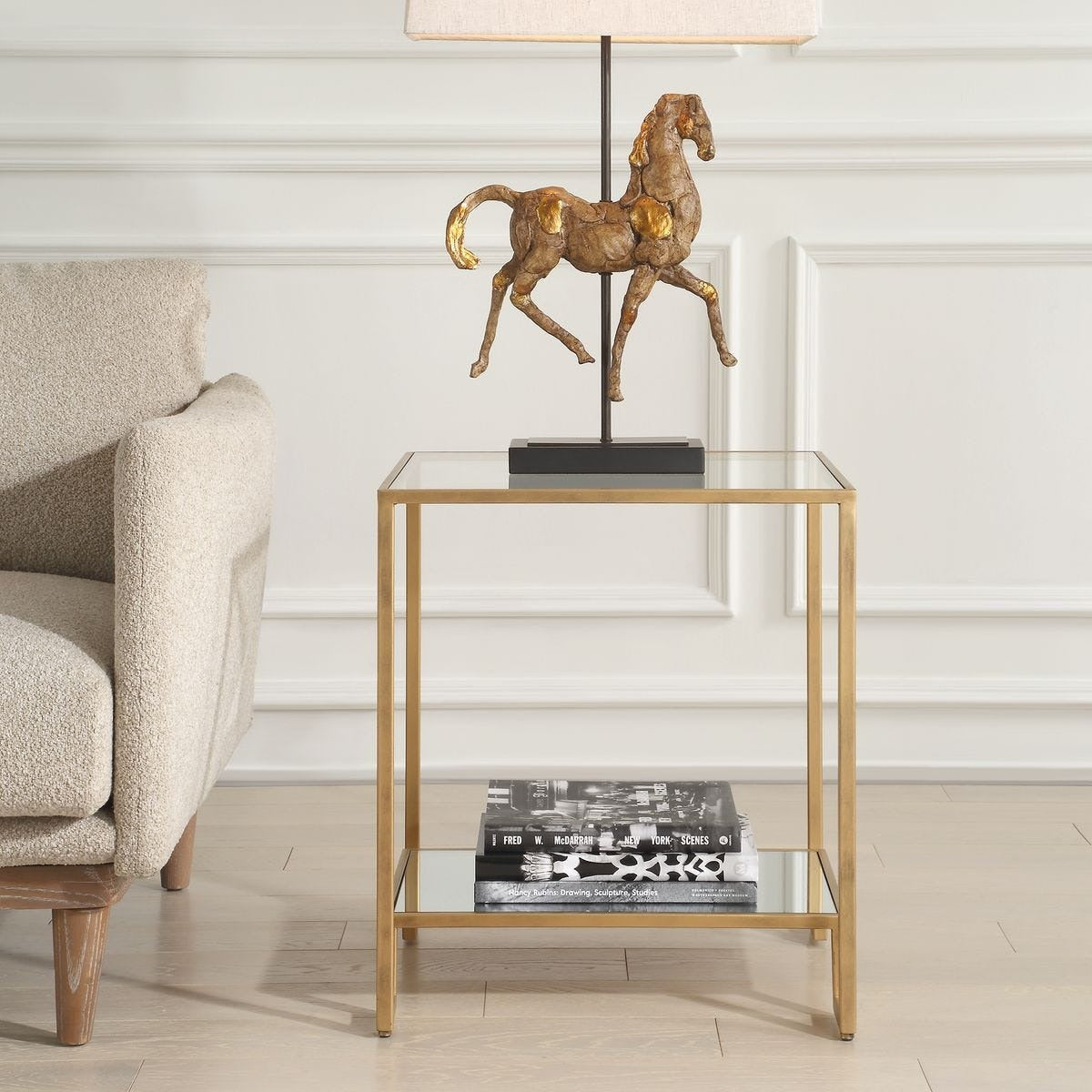 Manarola Two Tier Gold Side Table