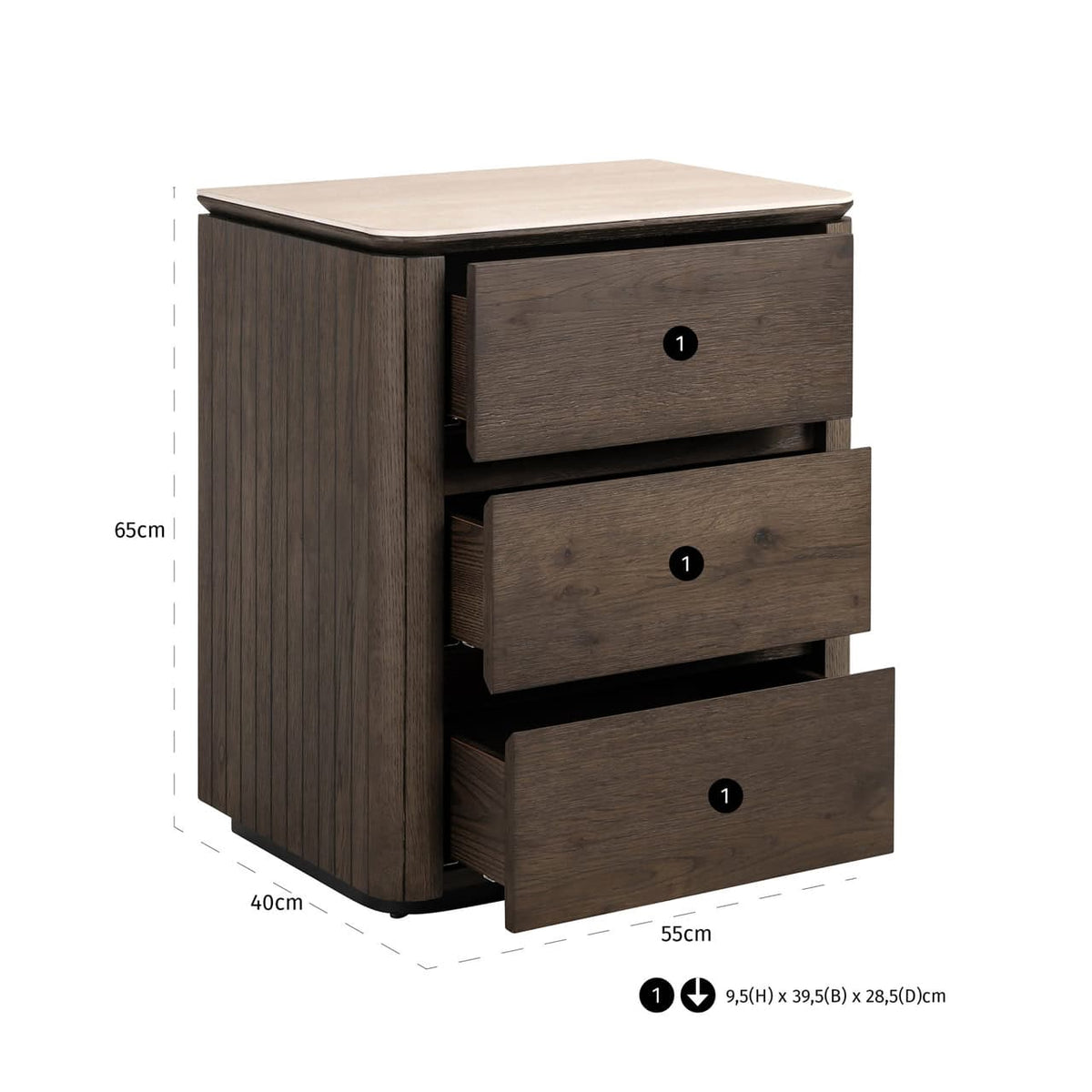 Rothley Brown Bedside Table