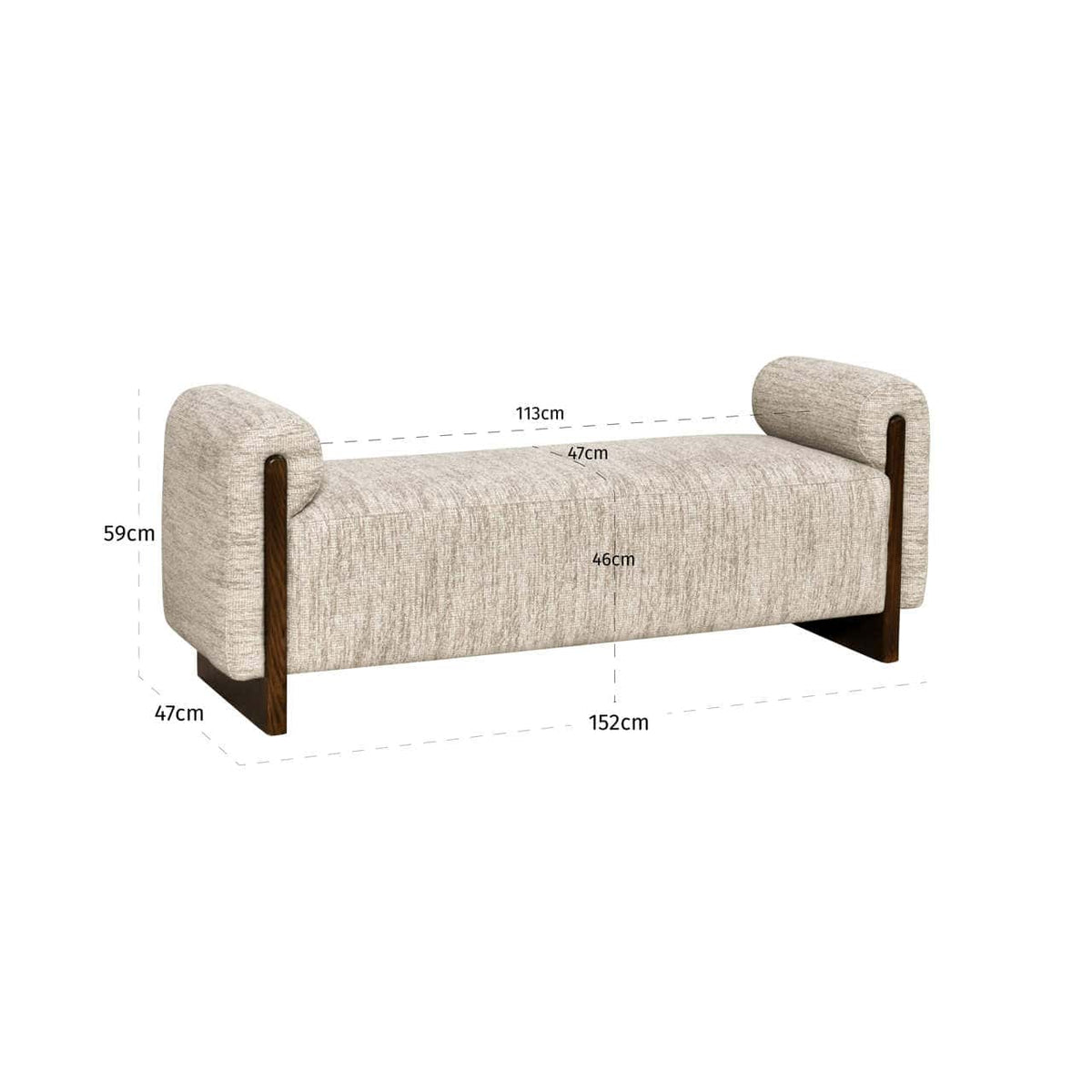 Willow Bench Natural dimensions