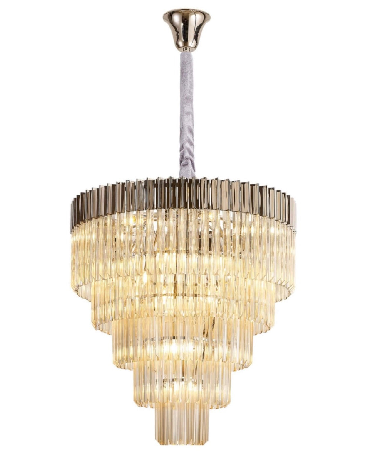 Example: Chelsea Sculpted Glass Nickel Drop Chandelier