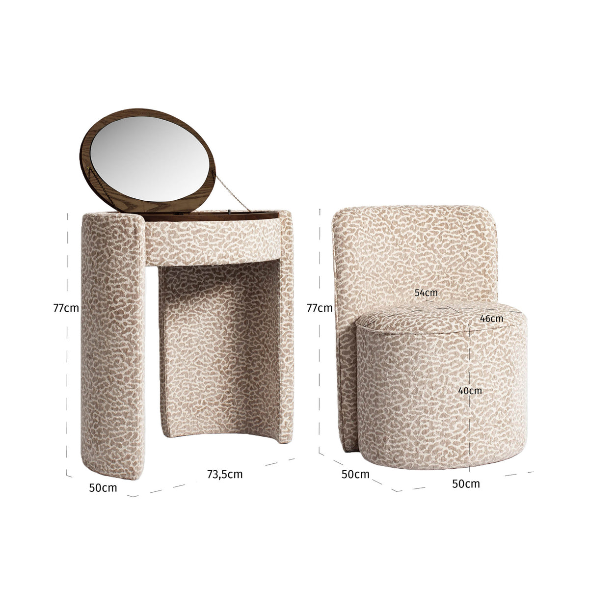 Roxanne Beige Leopard Dressing Table