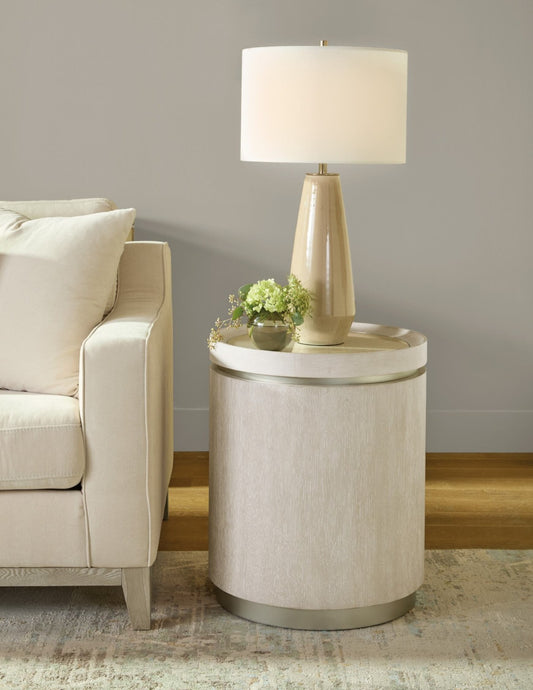 Porto Light Oak Drum Side Table