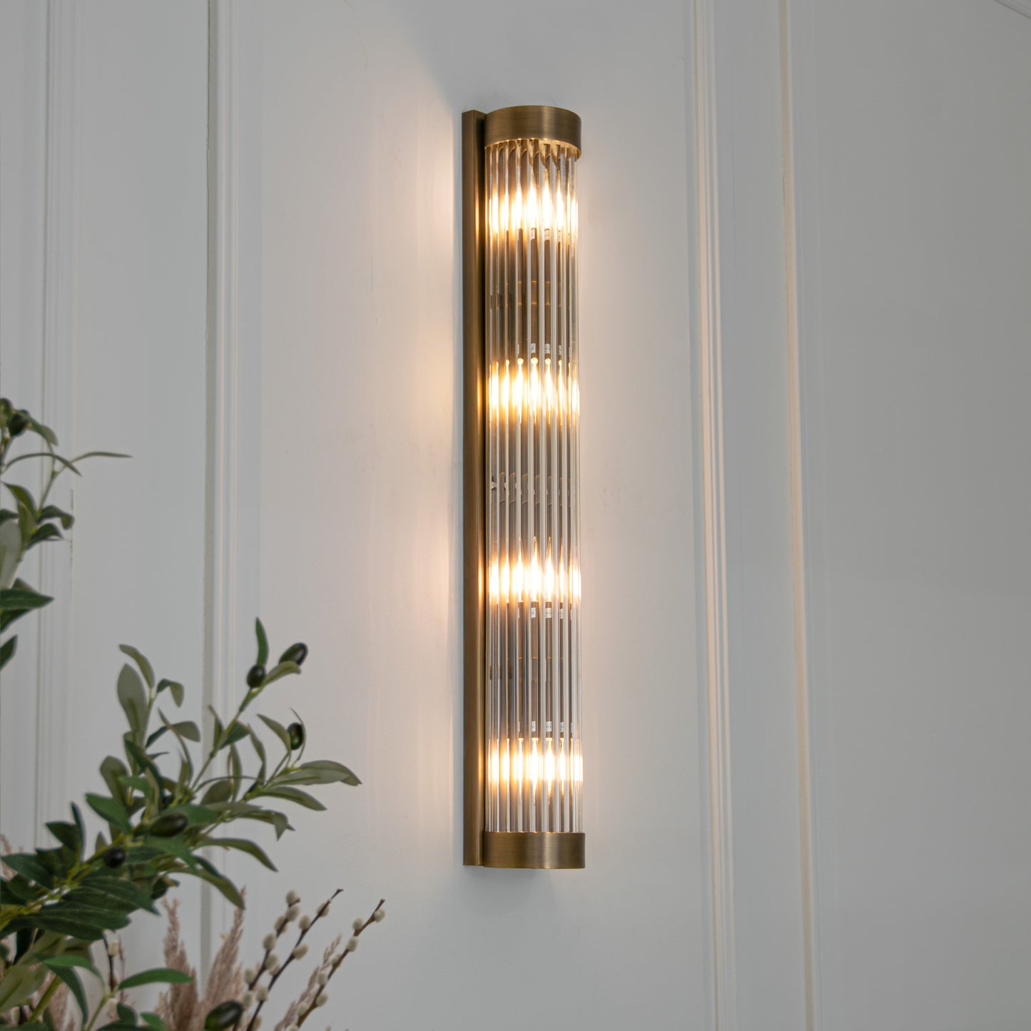 Antique Brass Finish Long Wall Lamp