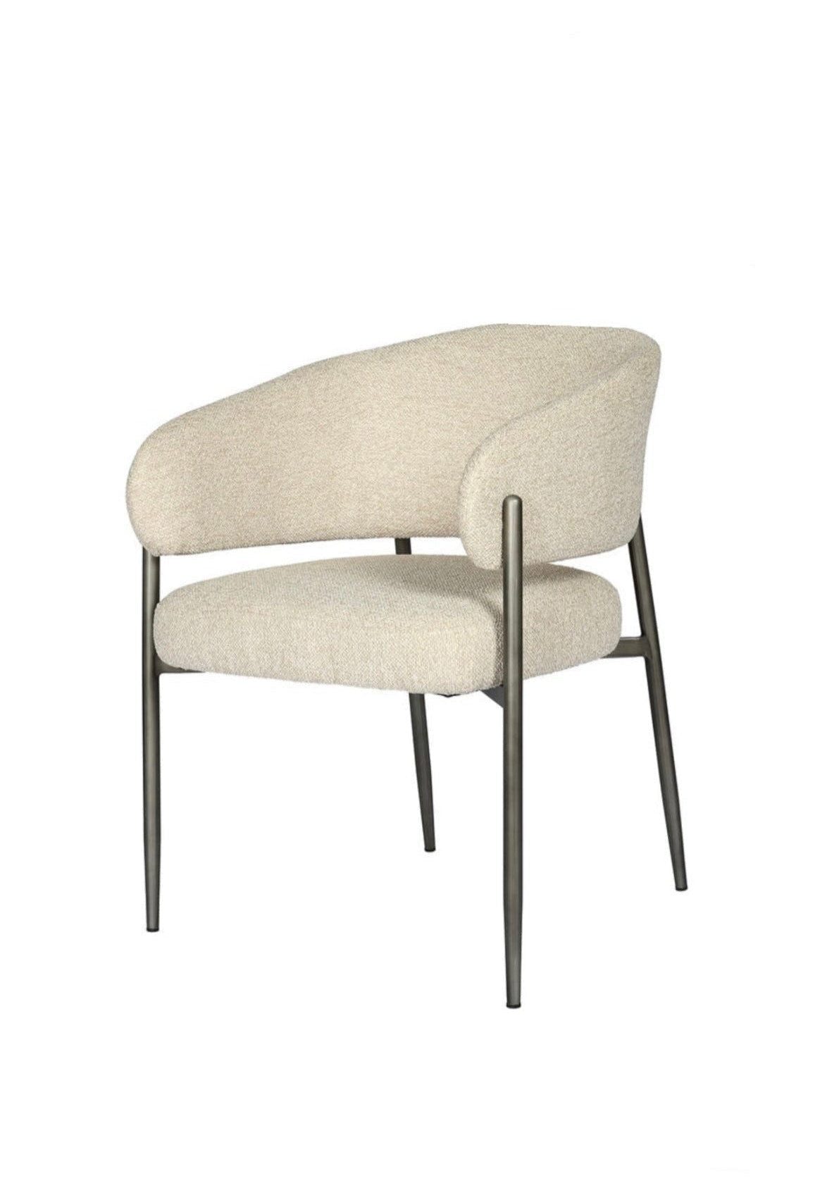 Curved Back Boucle Dining Chair