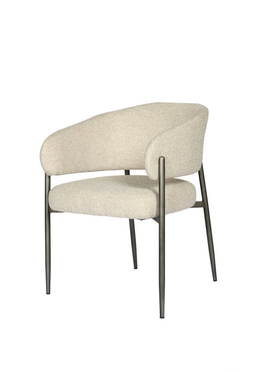 Curved Back Boucle Dining Chair