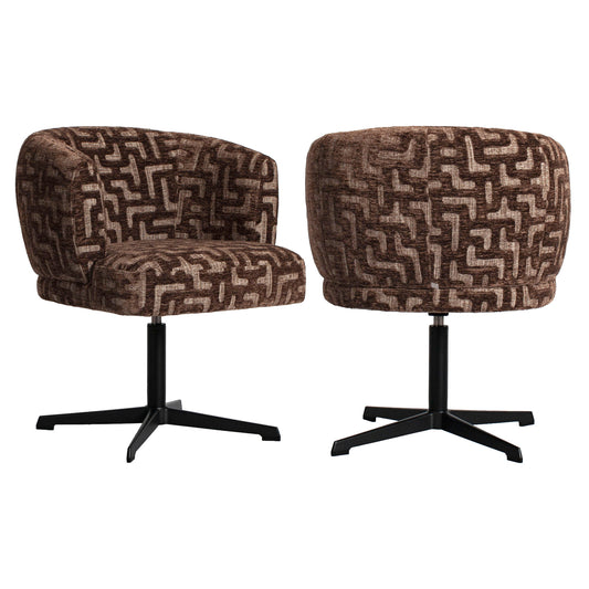 Dinard Brown Labyrinth Swivel Dining Chair