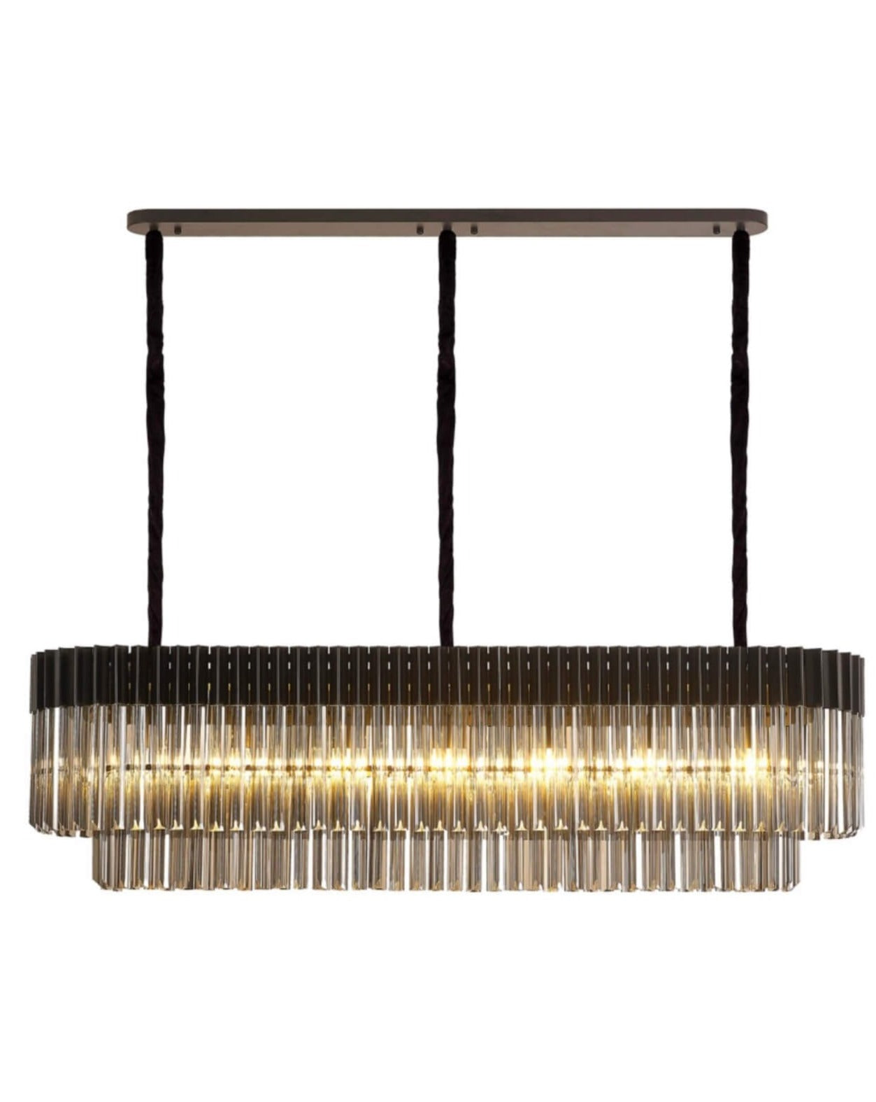 Chelsea Sculpted Glass Smoke Long Chandelier