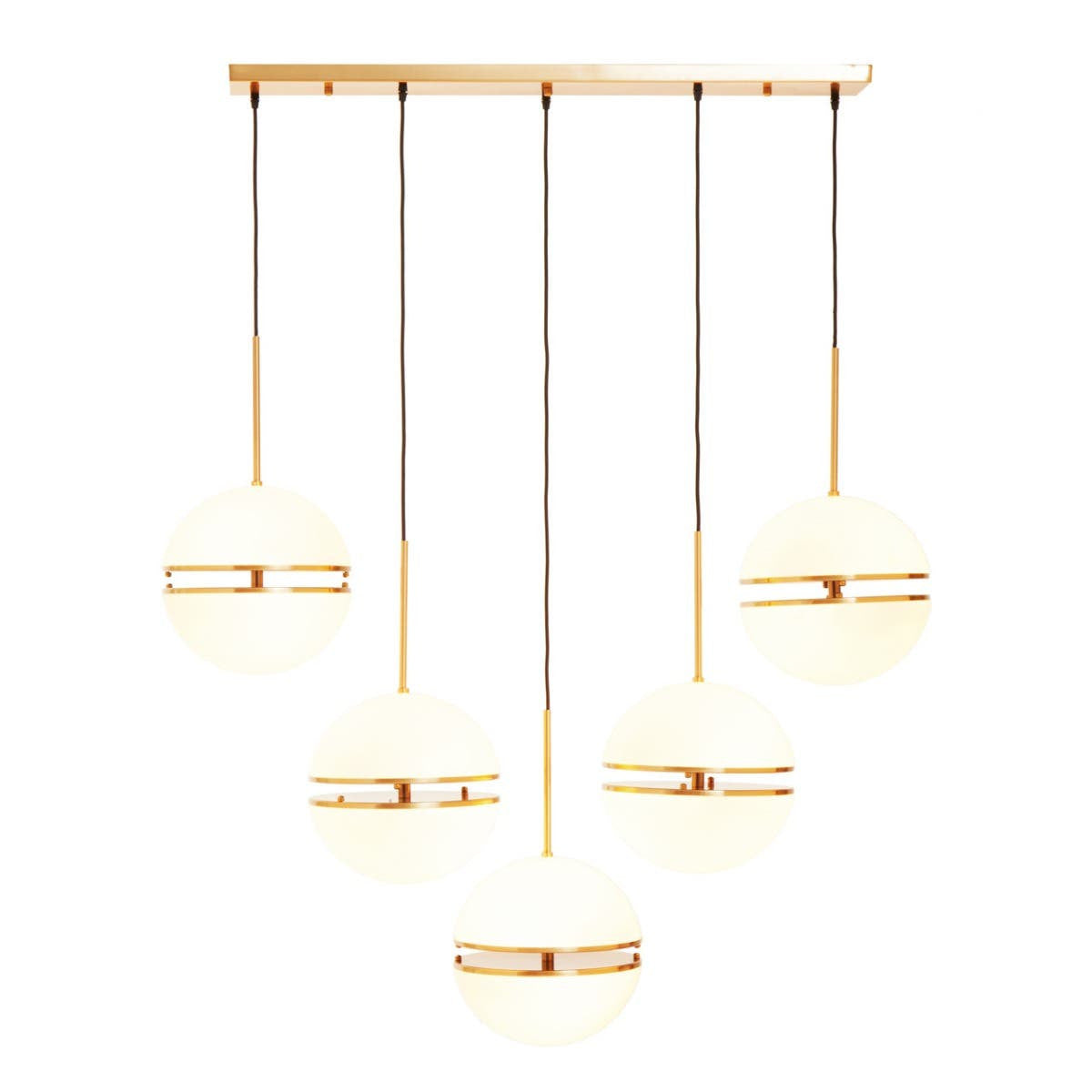 Lumiere Brass Five Globe Pendant Light