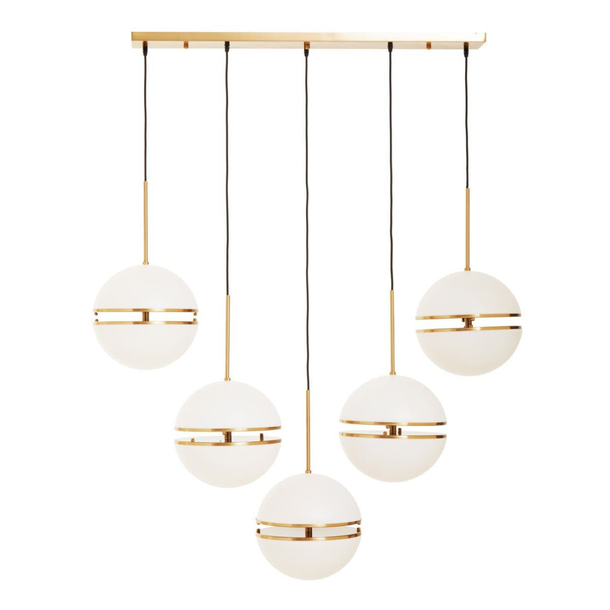 Lumiere Brass Five Globe Pendant Light