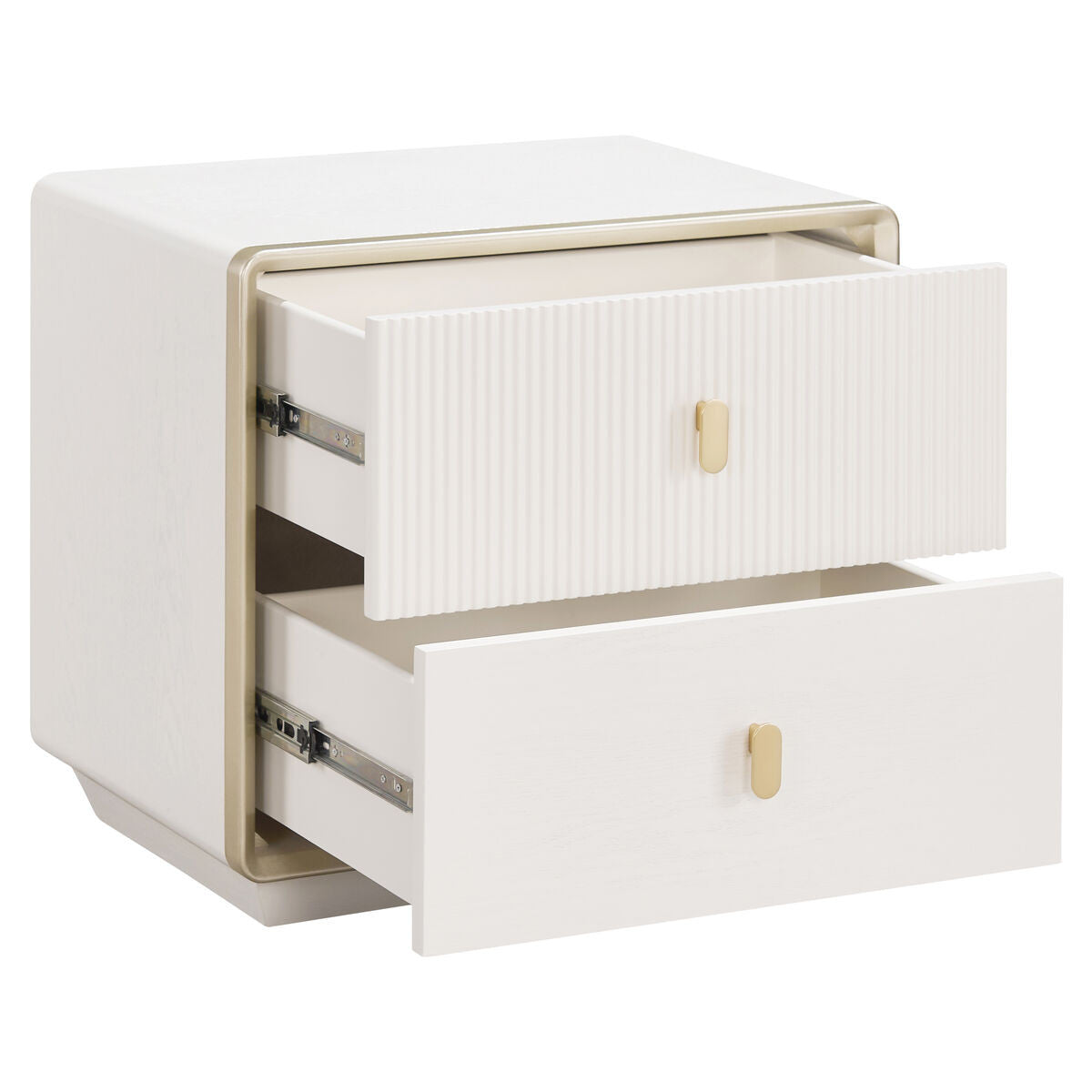 Halston Ivory Fluted Bedside Table