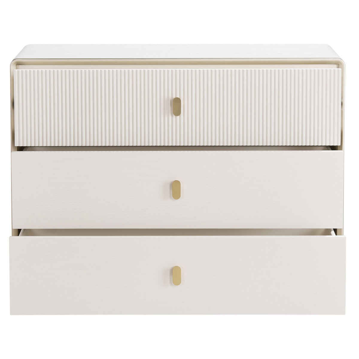 Halston Ivory Fluted Chest of Drawers