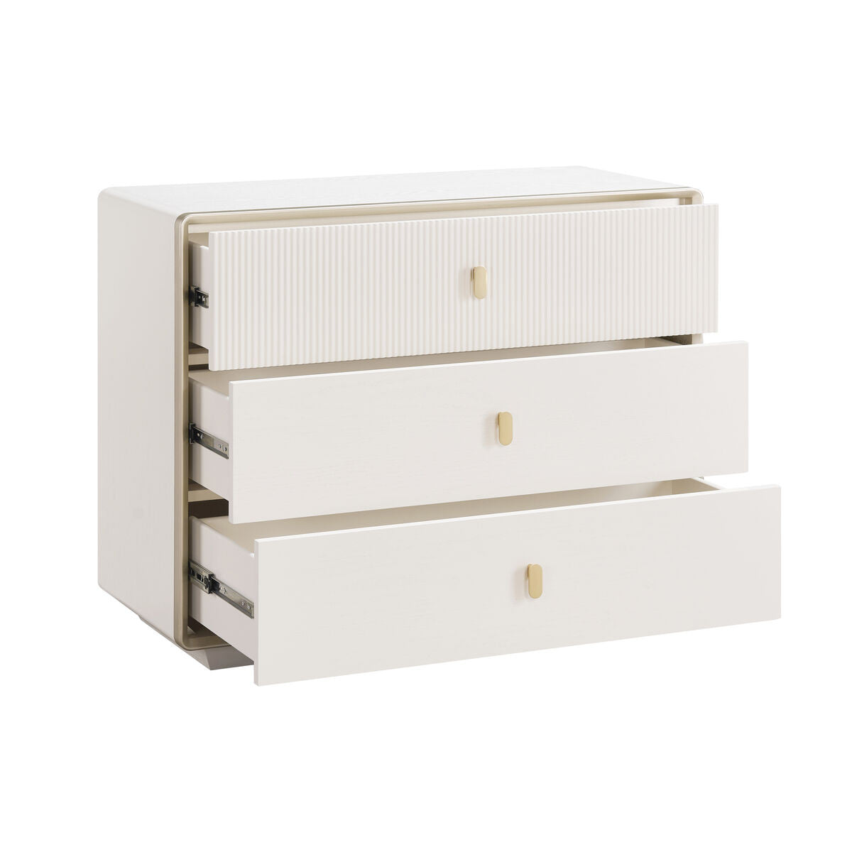 Halston Ivory Fluted Chest of Drawers