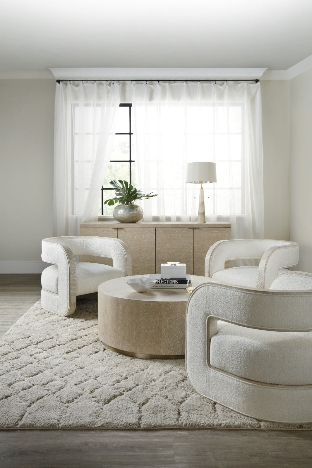 Sorrento Oak & Brass Drum Coffee Table