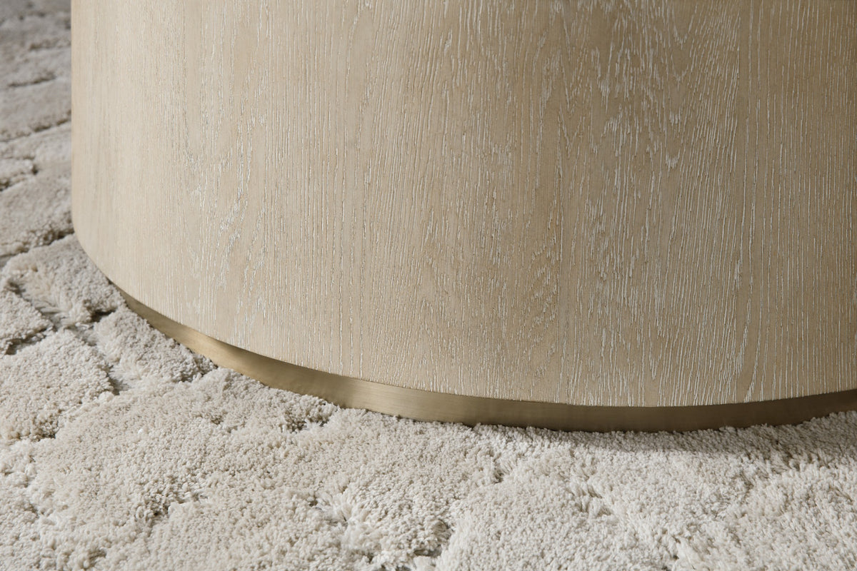 Sorrento Oak & Brass Drum Coffee Table