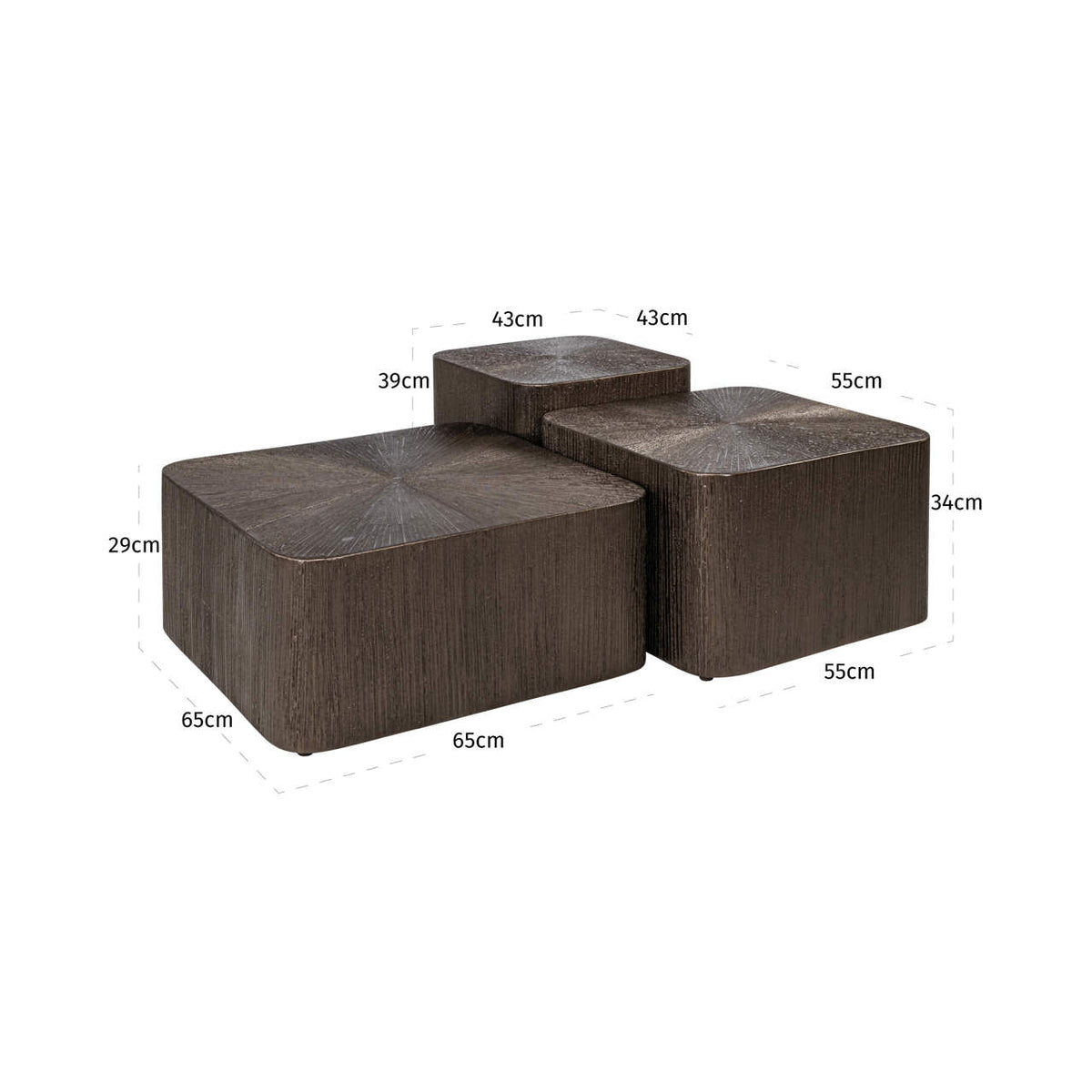 Cubist Bronze Coffee Table Set