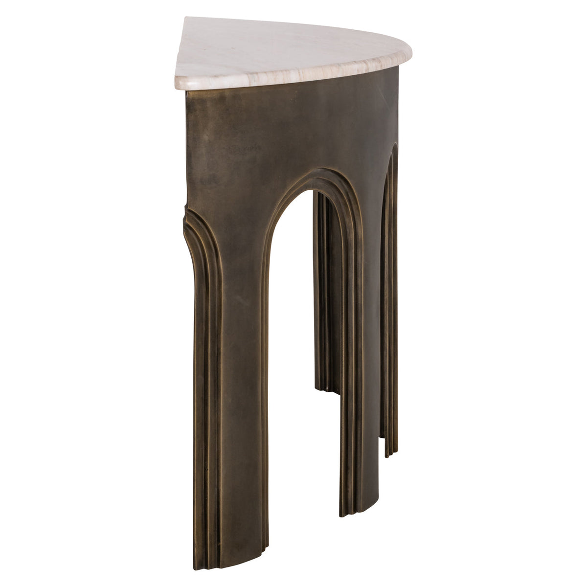 Arched Antique Brass & Marble Console Table