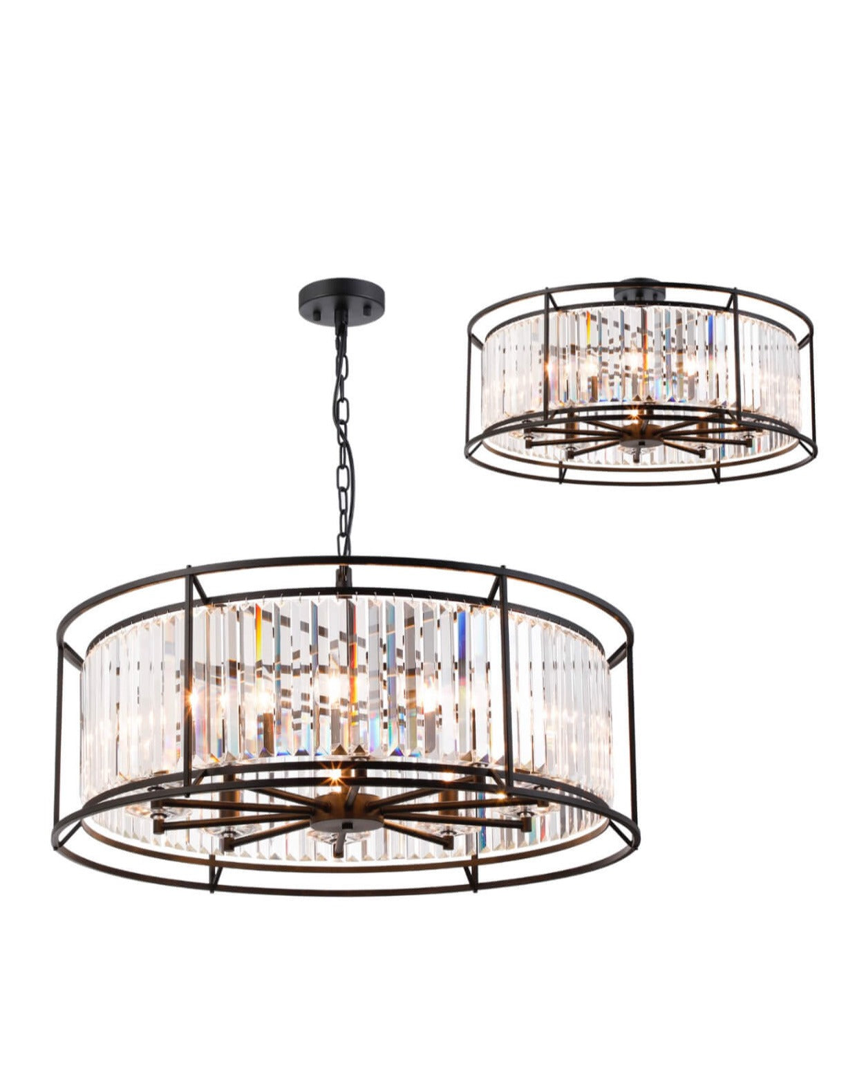 Pentagon Satin Black Chandelier