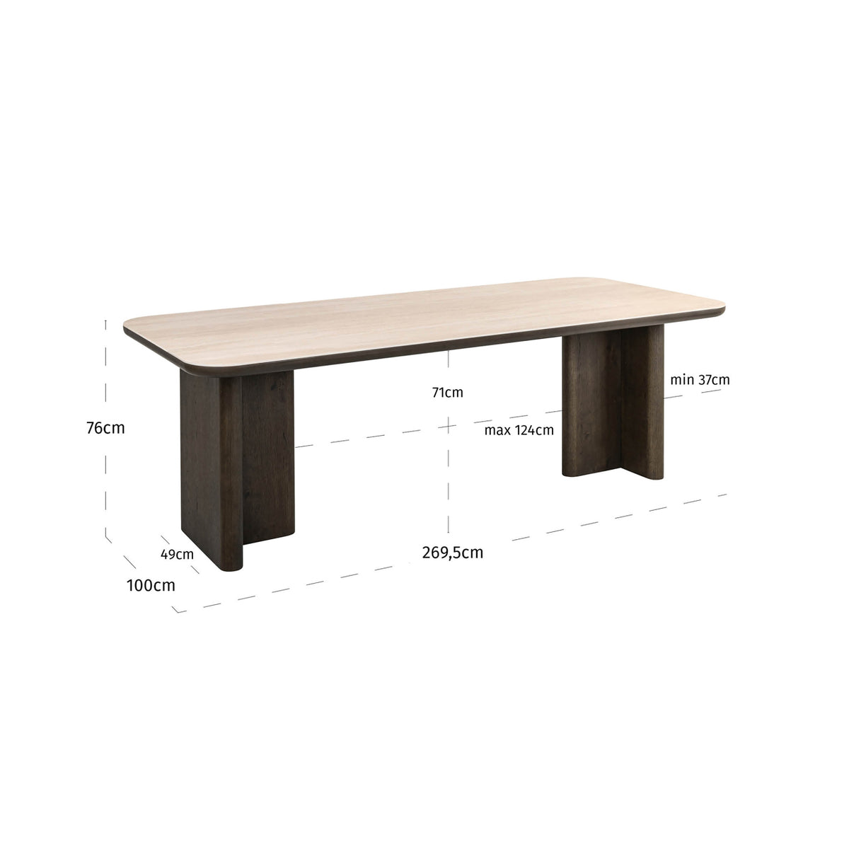 Nantes Brown Dining Table 270cm