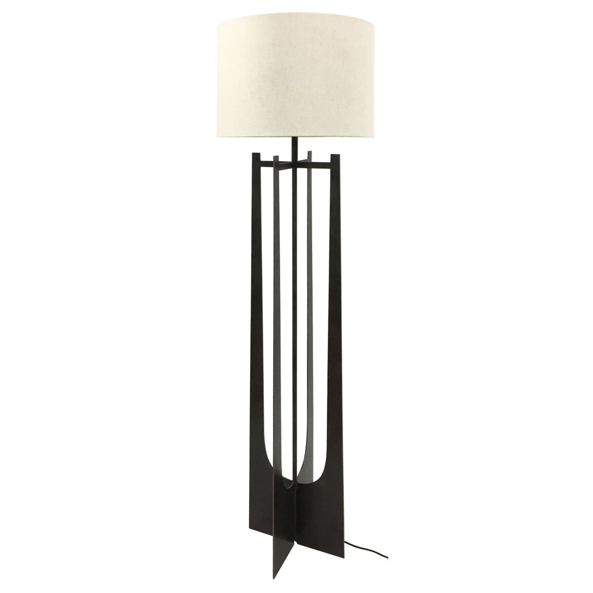 Mayhew Hammered Iron Floor Lamp Gilded Oak Finish with Irish Linen Shade
