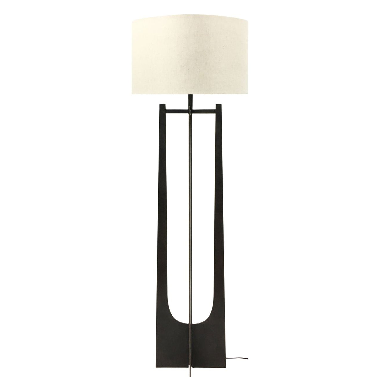 Mayhew Hammered Iron Floor Lamp Gilded Oak Finish with Irish Linen Shade