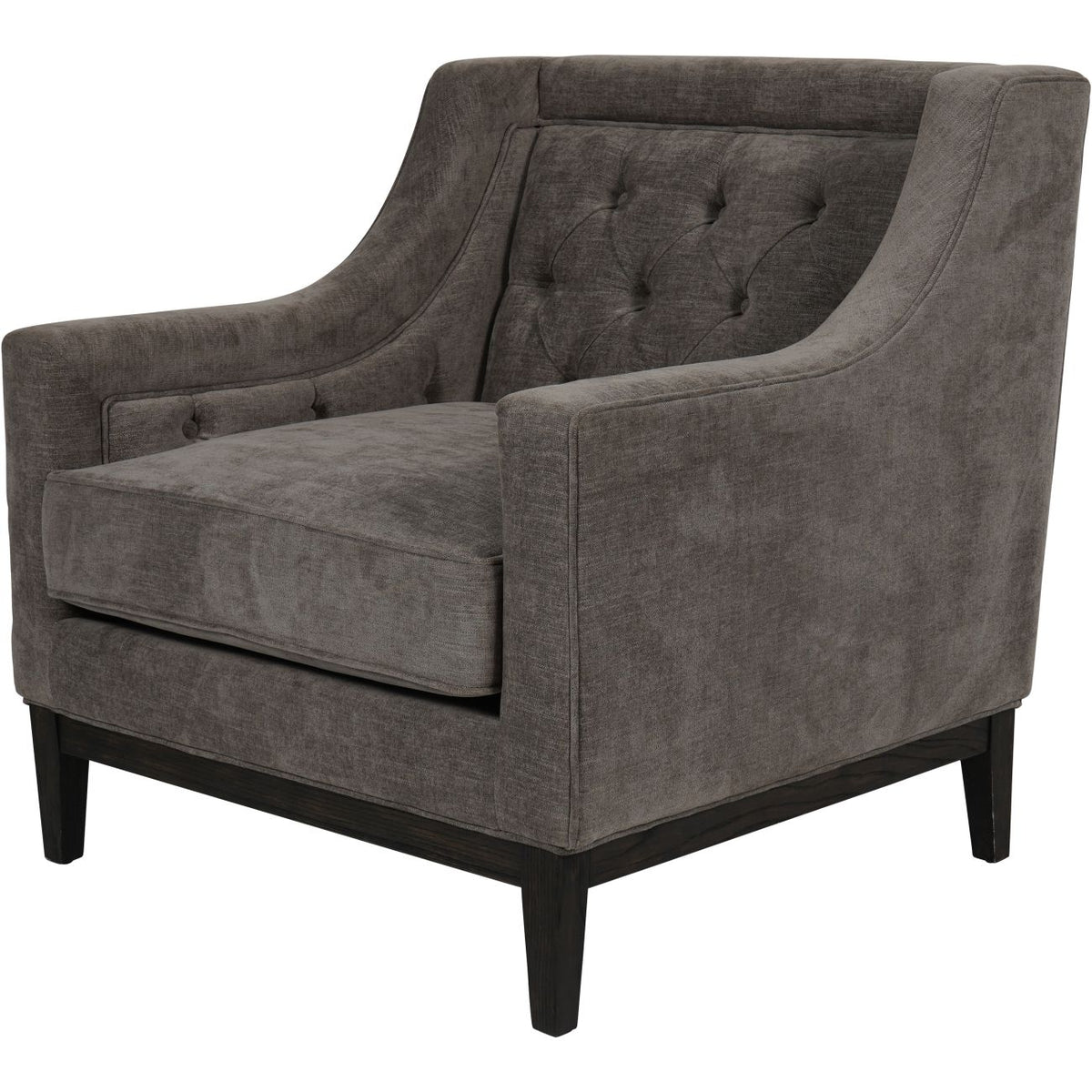 Carlisle Buttoned Armchair in Warm Grey Fabric