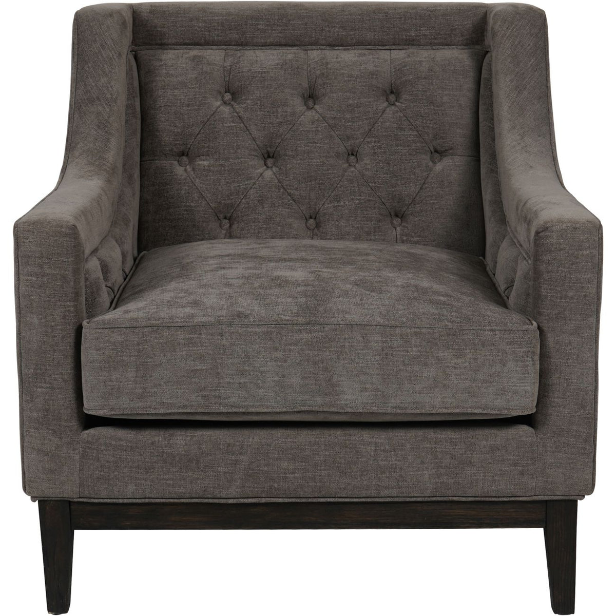 Carlisle Buttoned Armchair in Warm Grey Fabric