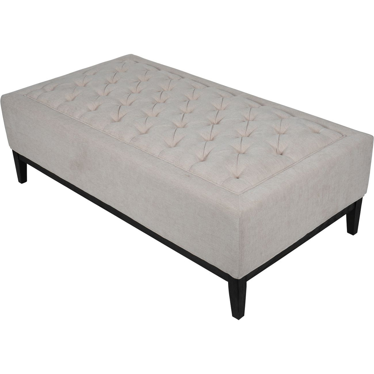 Carlisle Buttoned XL Ottoman in Ivory Fabric 140x75x46cm