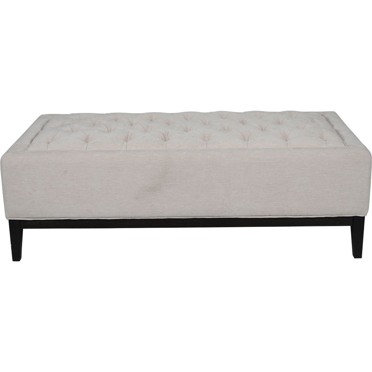 Carlisle Buttoned XL Ottoman in Ivory Fabric 140x75x46cm