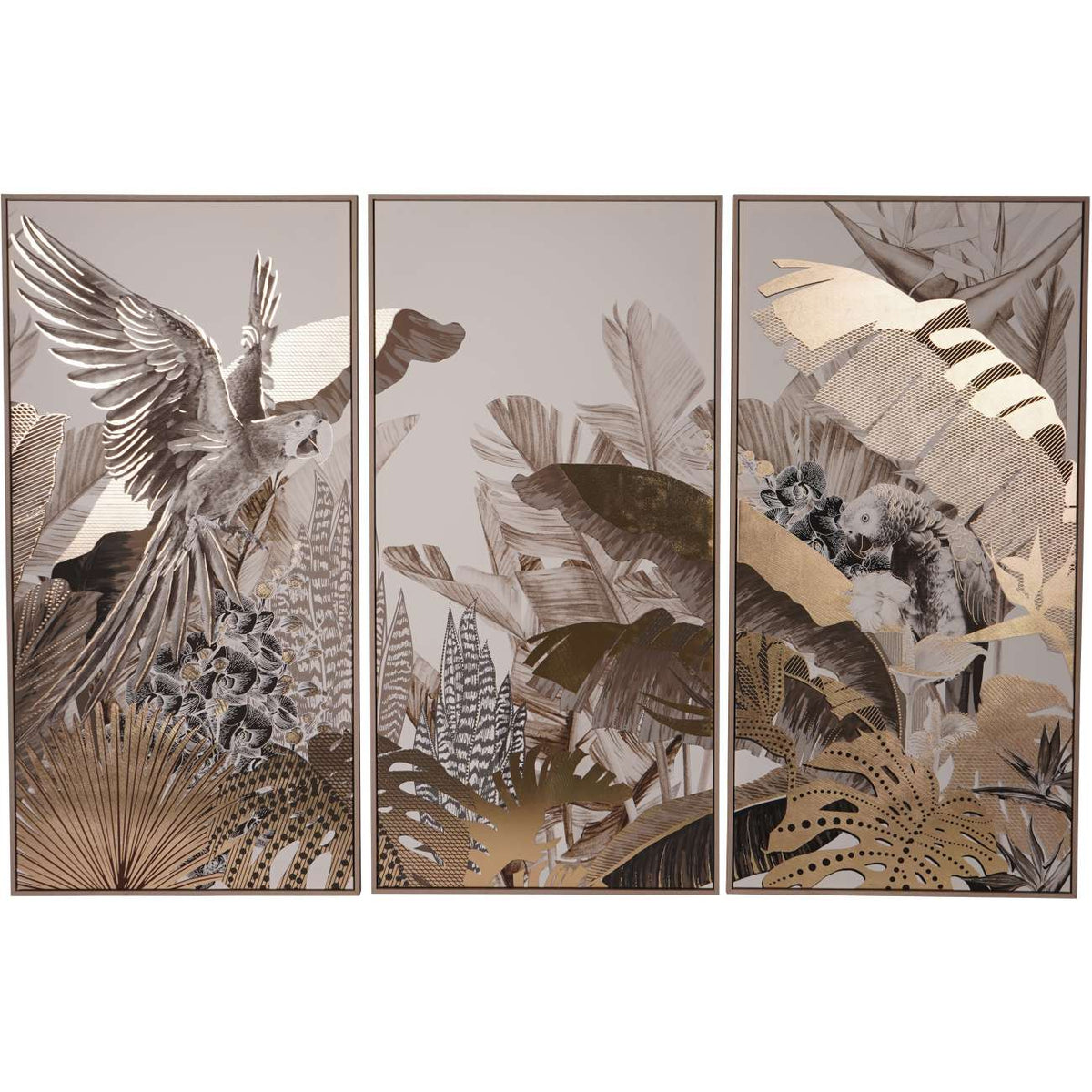 Wesley Birds Set of 3 Framed Canvas Wall Art 210x140cm