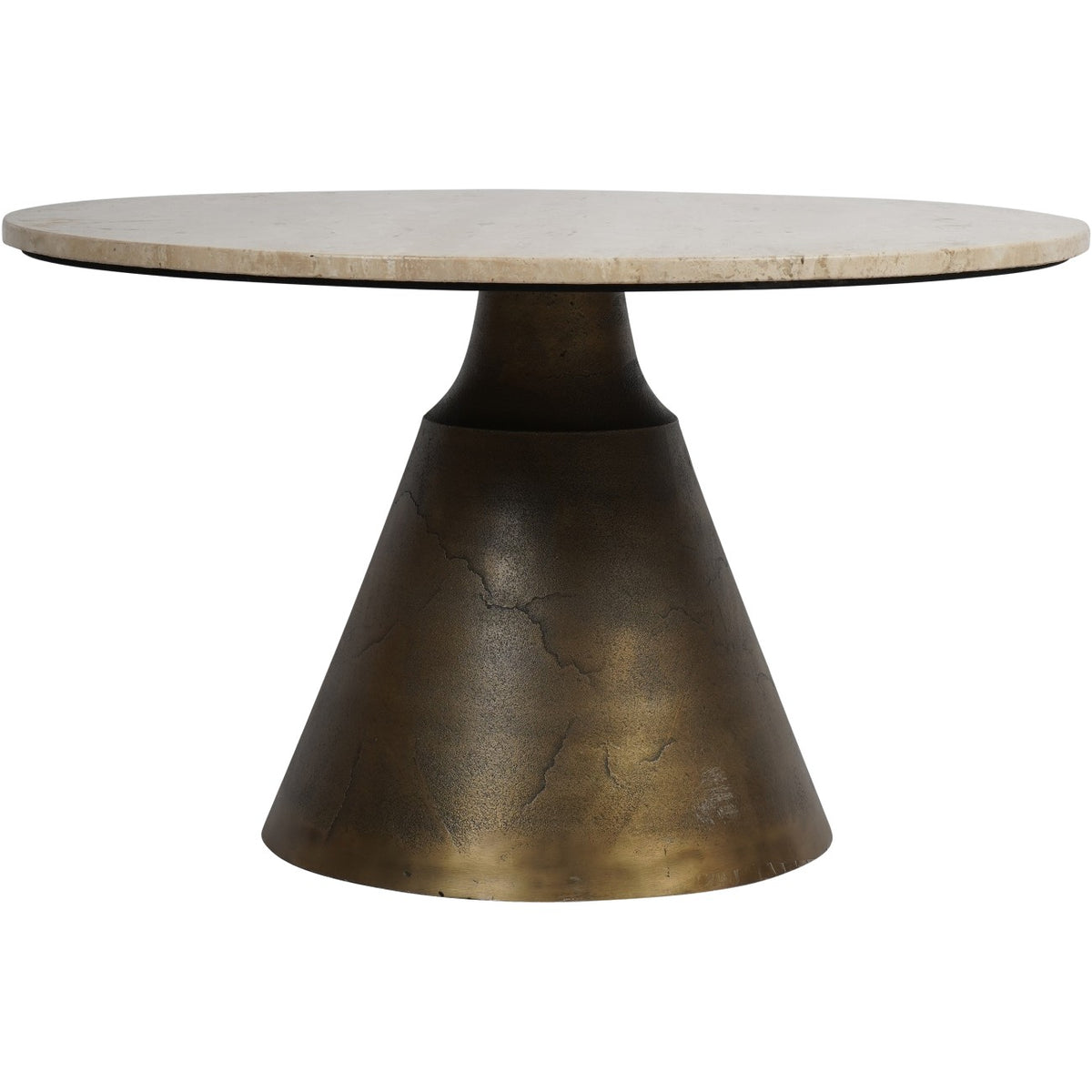 Talbot Antique Brass and Light Travertine Coffee Table Large 75cm