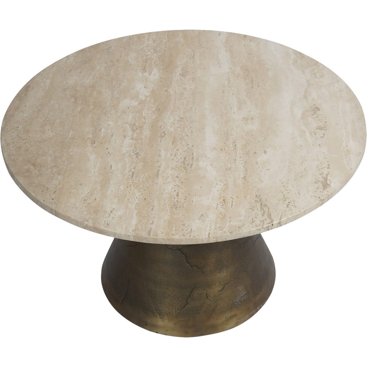 Talbot Antique Brass and Light Travertine Coffee Table Large 75cm