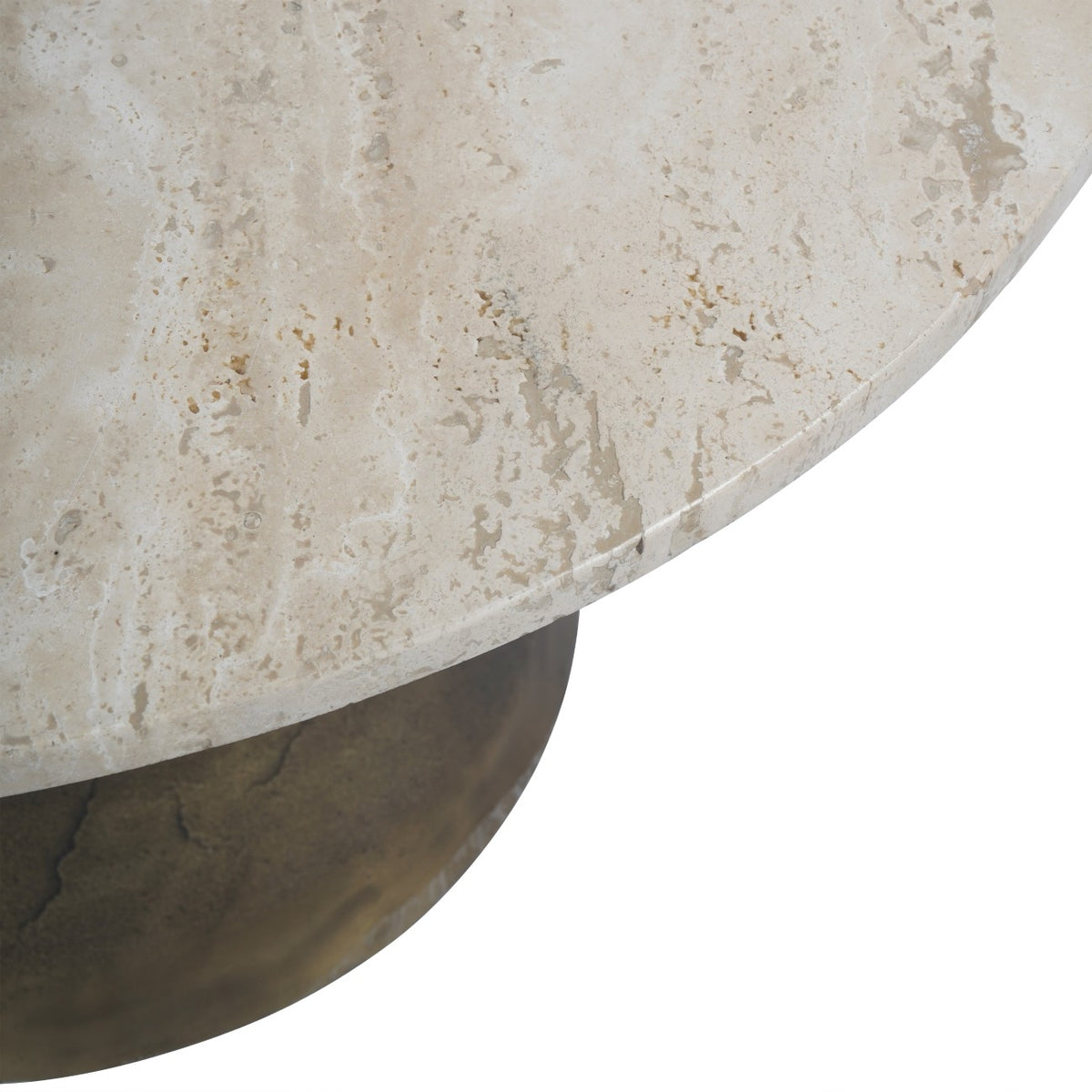 Talbot Antique Brass and Light Travertine Coffee Table Large 75cm