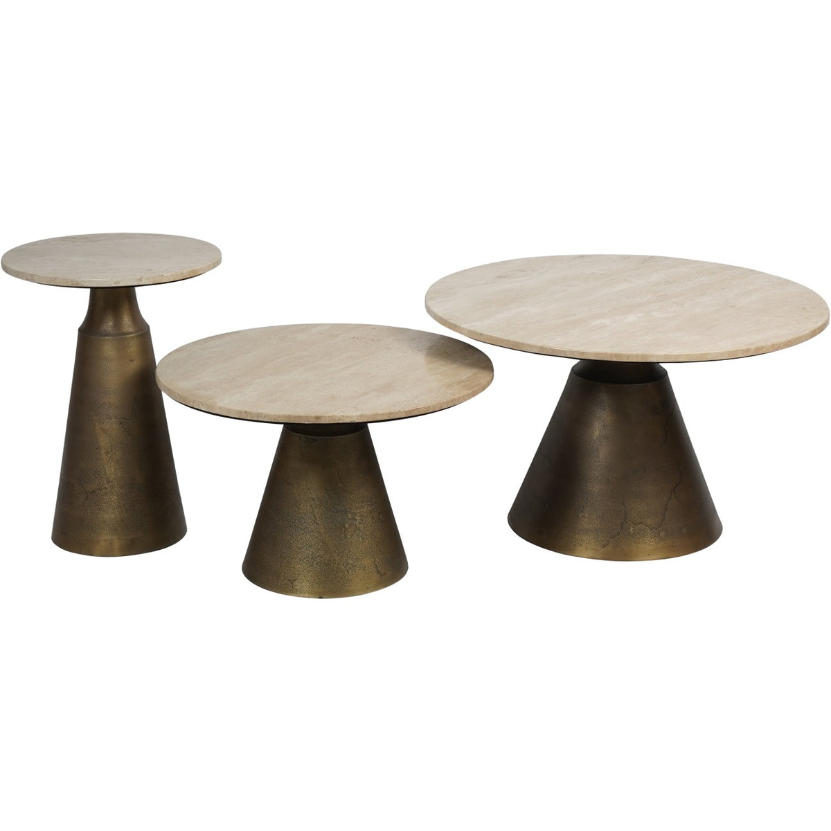 Talbot Antique Brass and Light Travertine Coffee Table Large 75cm