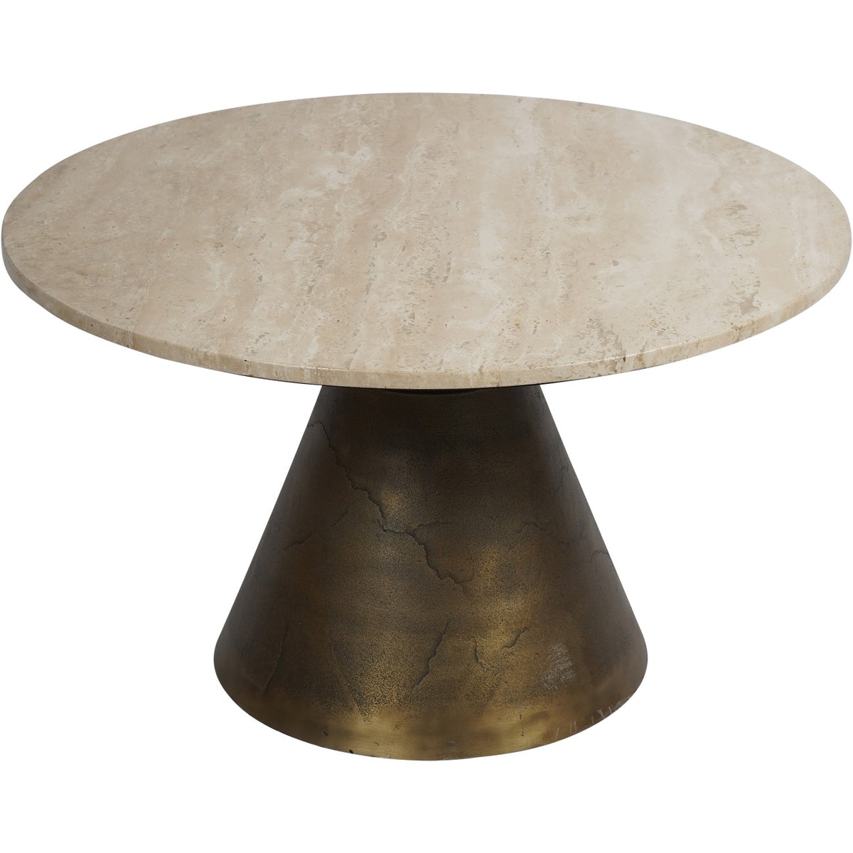 Talbot Antique Brass and Light Travertine Coffee Table Large 75cm