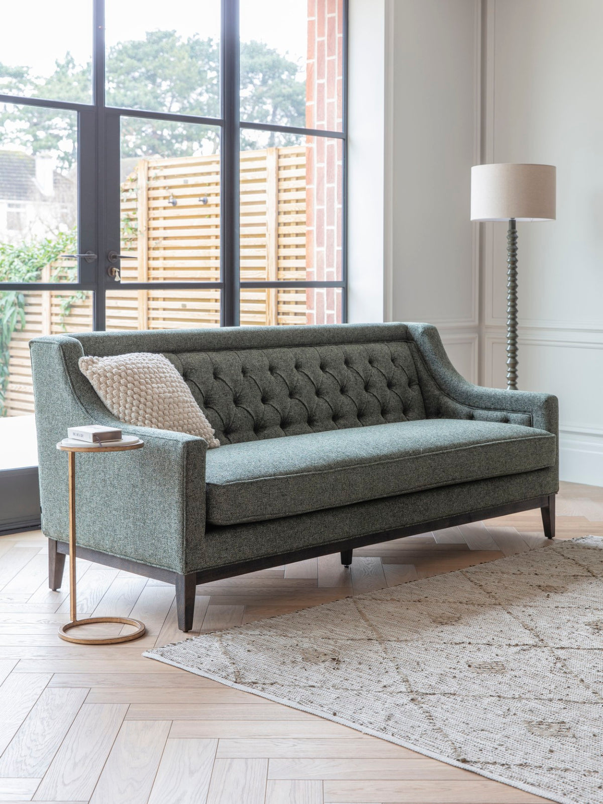 Carlisle Buttoned Sofa Forest Green