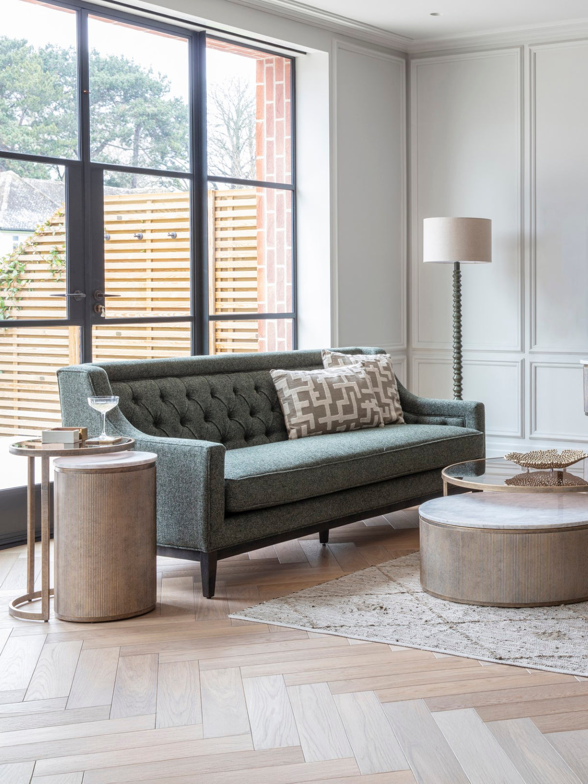 Carlisle Buttoned Sofa Forest Green