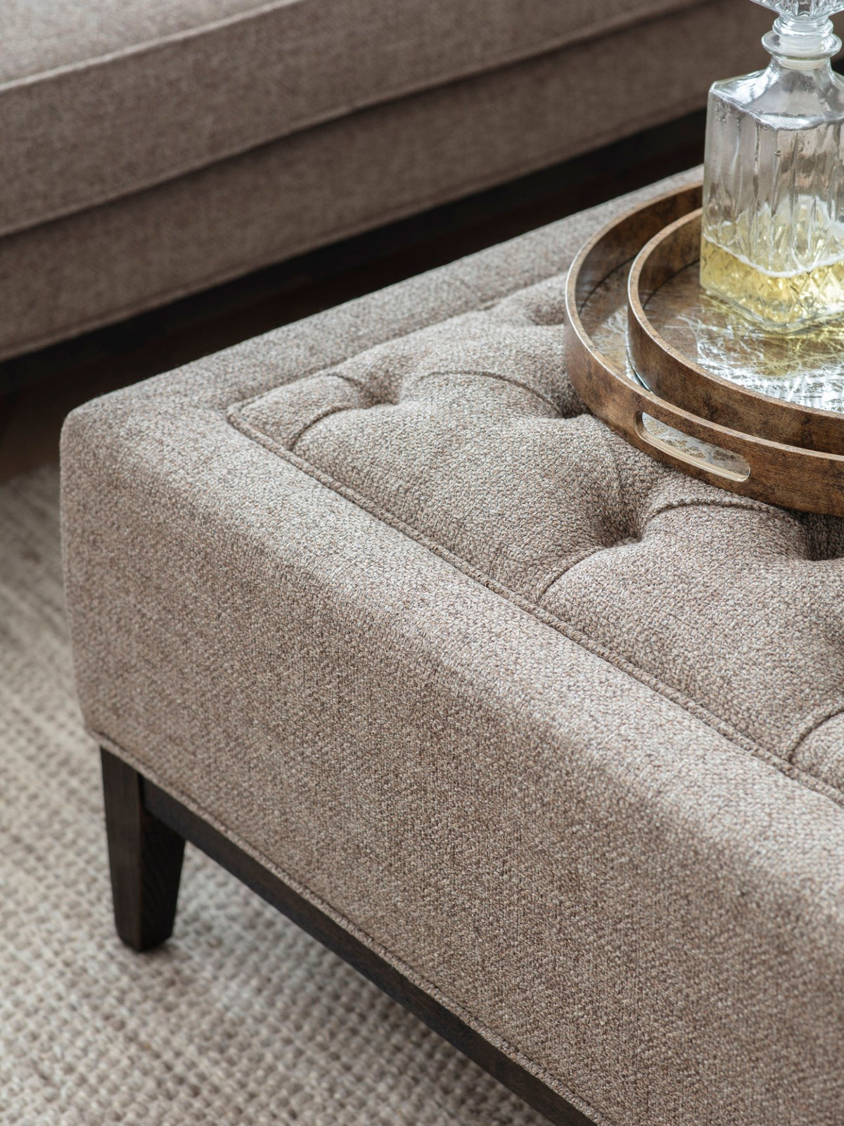 Carlisle Buttoned XL Ottoman Dark Taupe