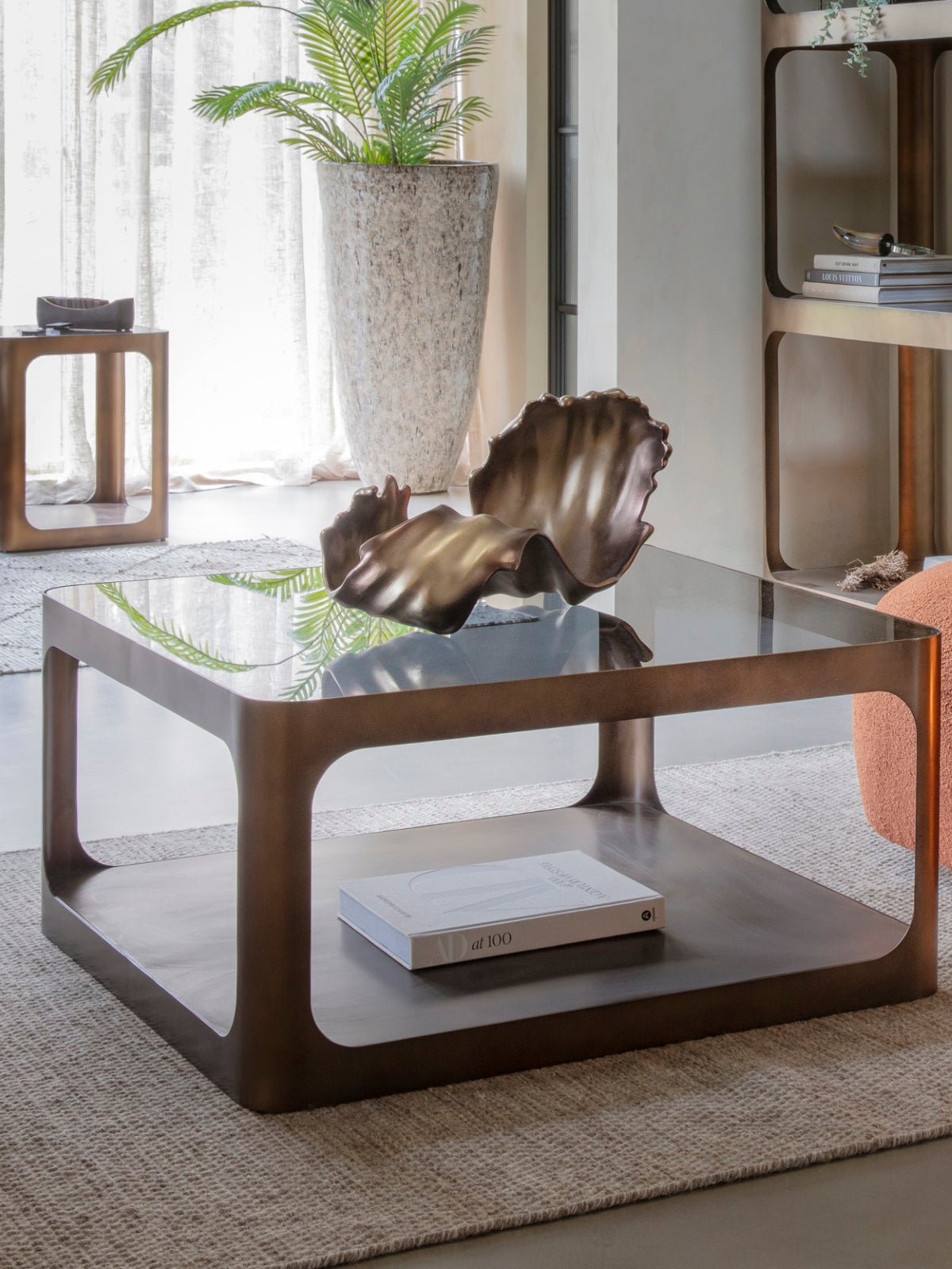 Eden Metal and Glass Square Coffee Table