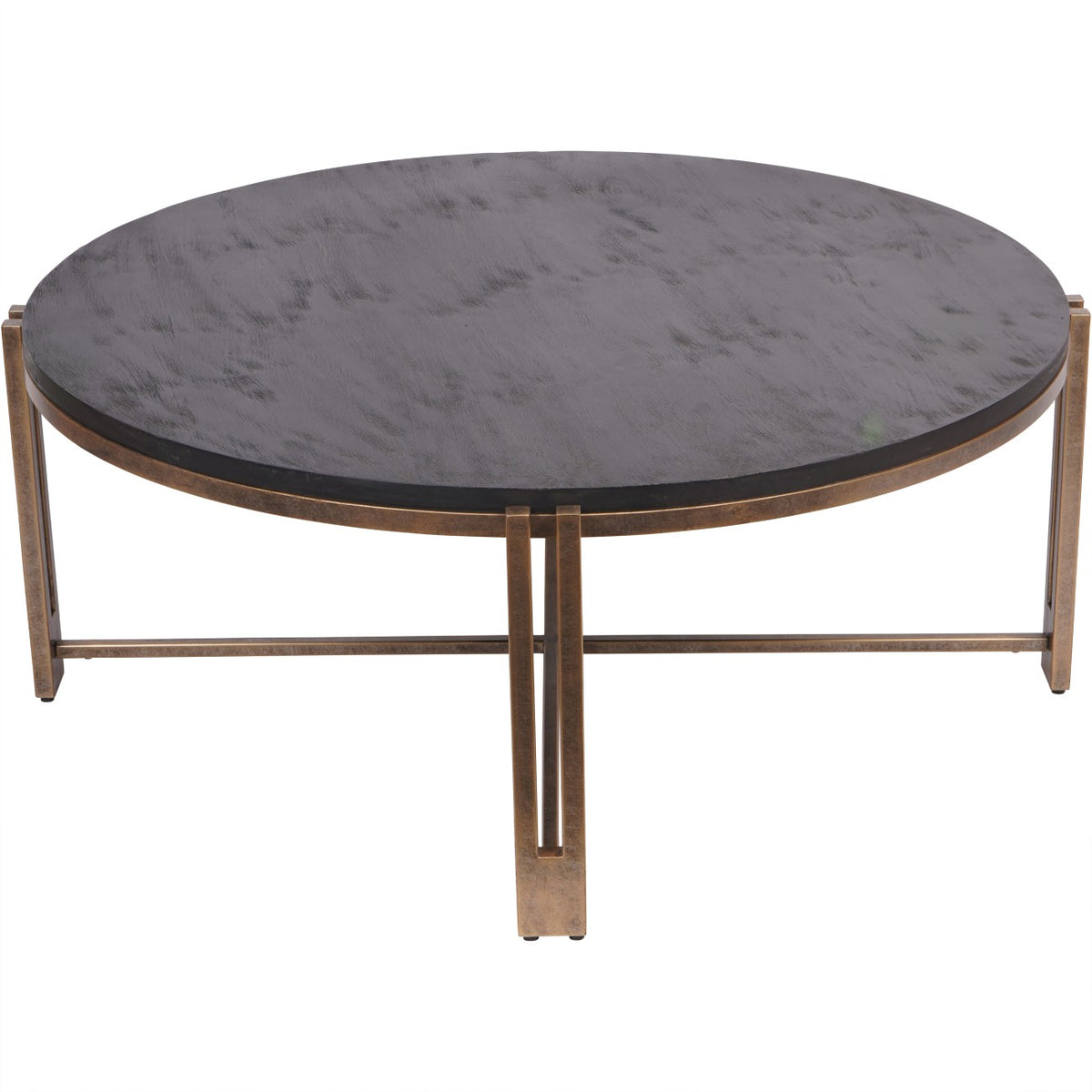 Merrick Black Sandblasted Wood and Champagne Frame Coffee Table