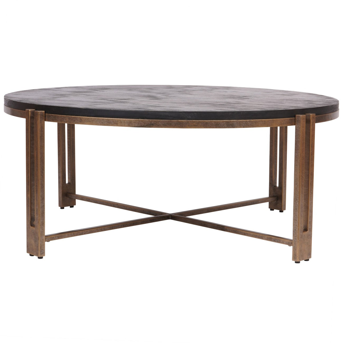 Merrick Black Sandblasted Wood and Champagne Frame Coffee Table