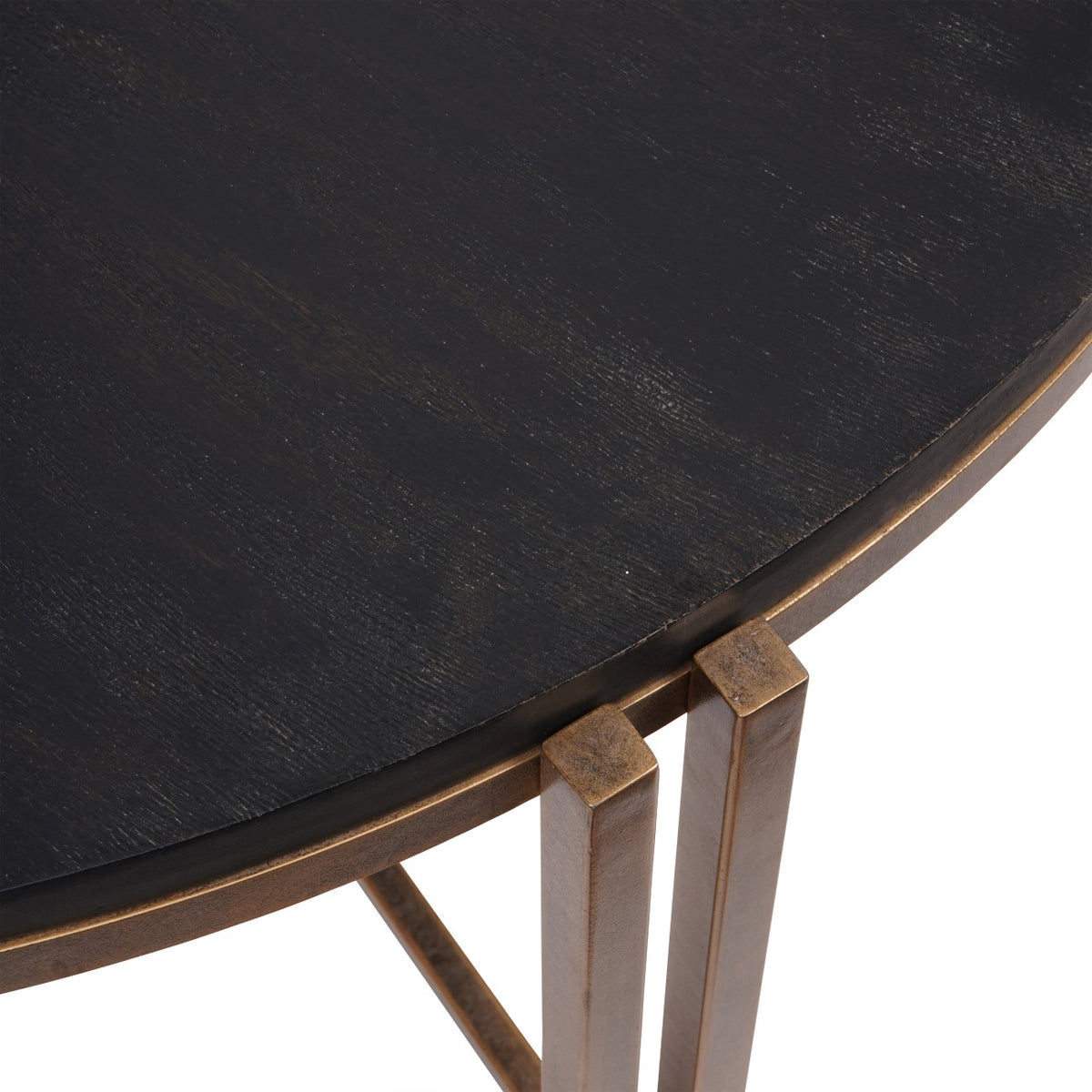 Merrick Black Sandblasted Wood and Champagne Frame Coffee Table