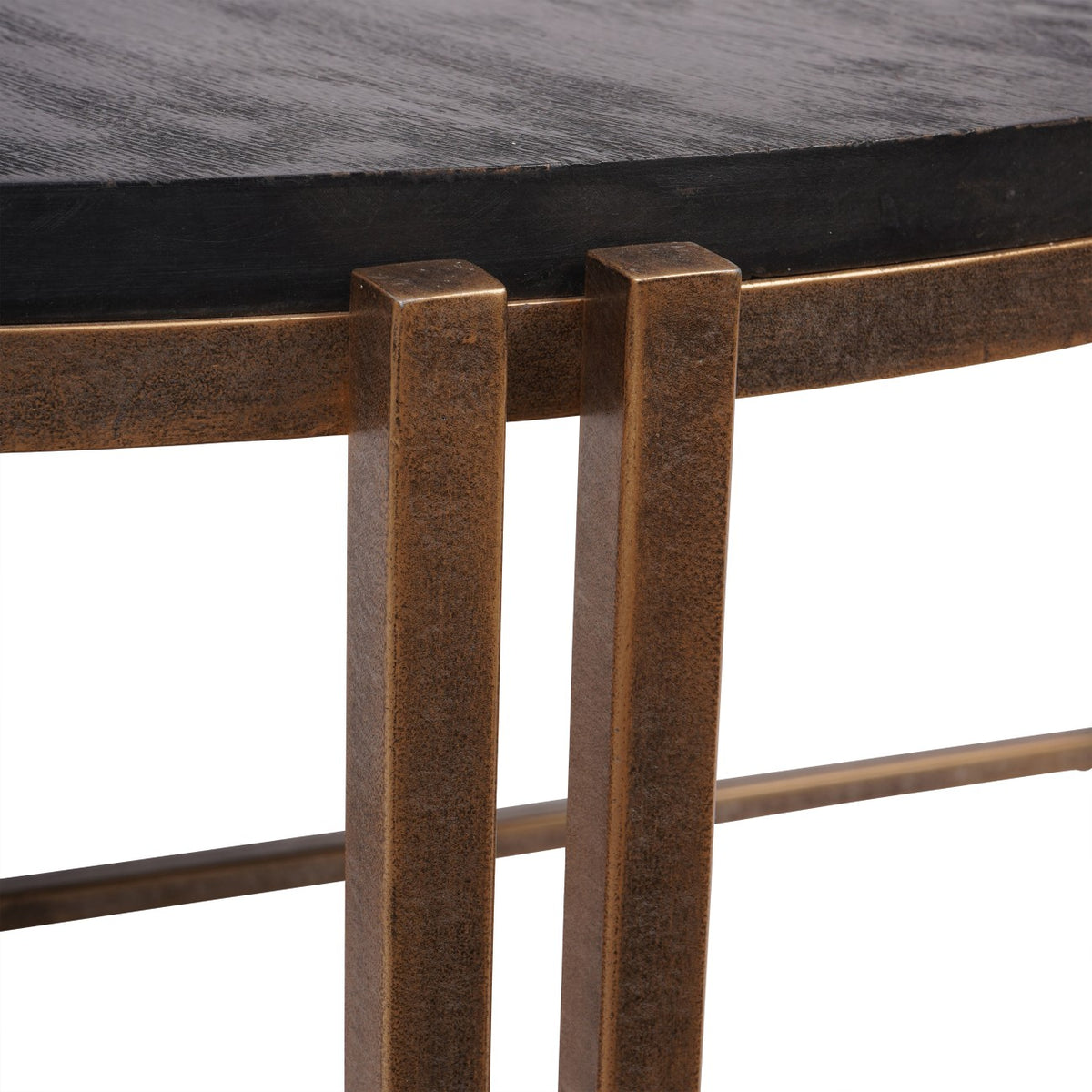 Merrick Black Sandblasted Wood and Champagne Frame Coffee Table