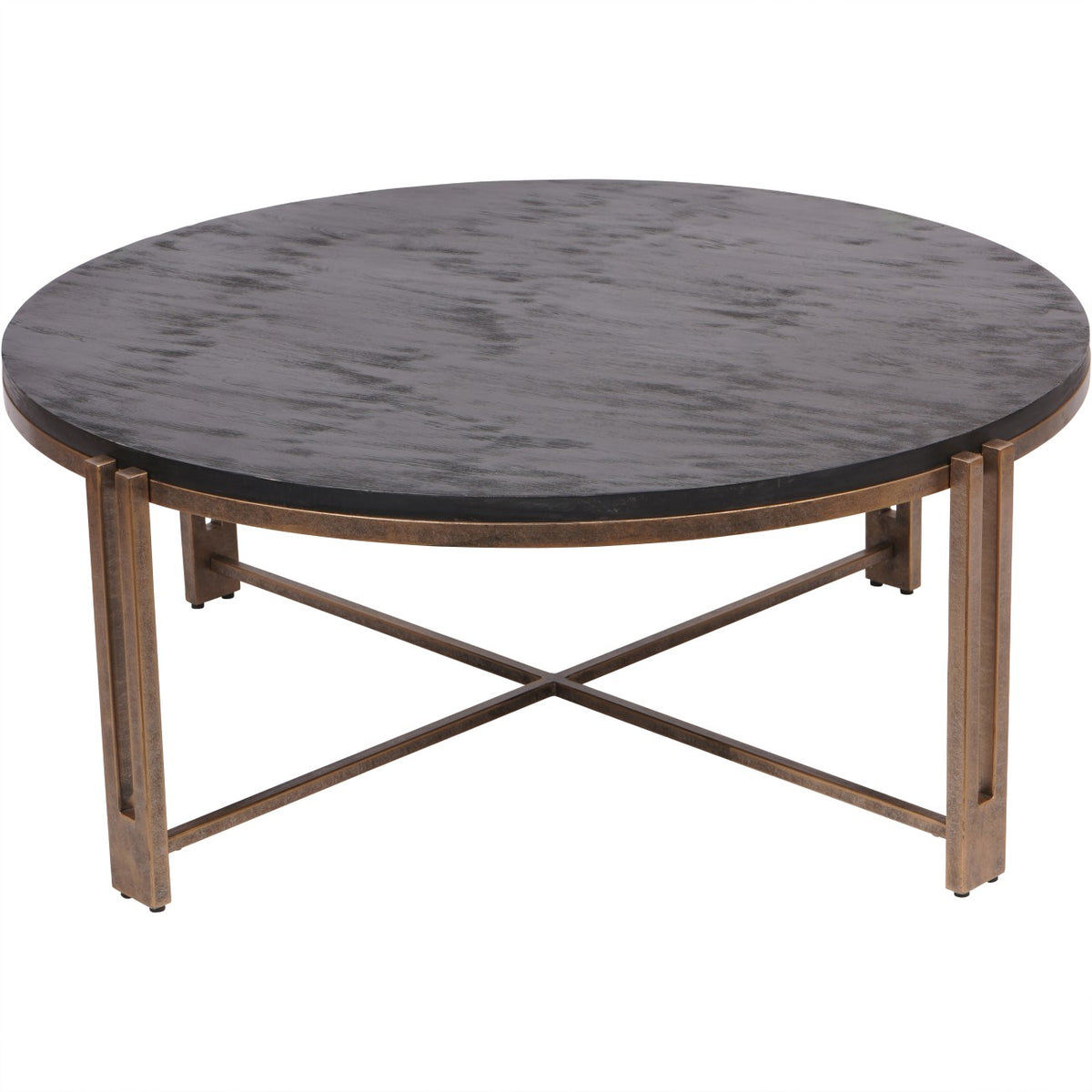 Merrick Black Sandblasted Wood and Champagne Frame Coffee Table