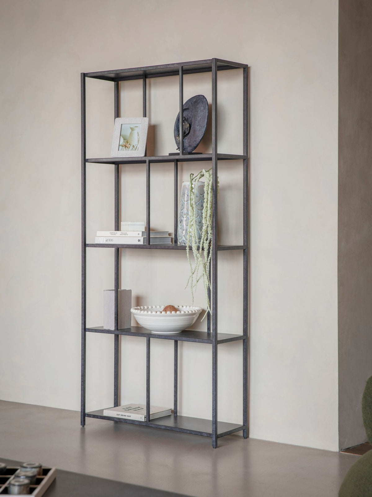 Warwick Tall Metal Shelving Unit Mottled Black