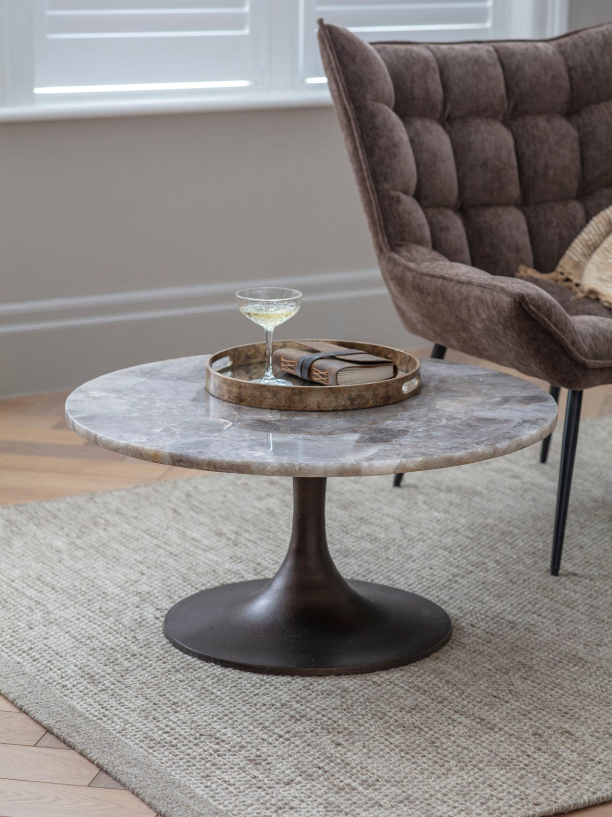 Verity Round Smokey Quartz Coffee Table 80cm