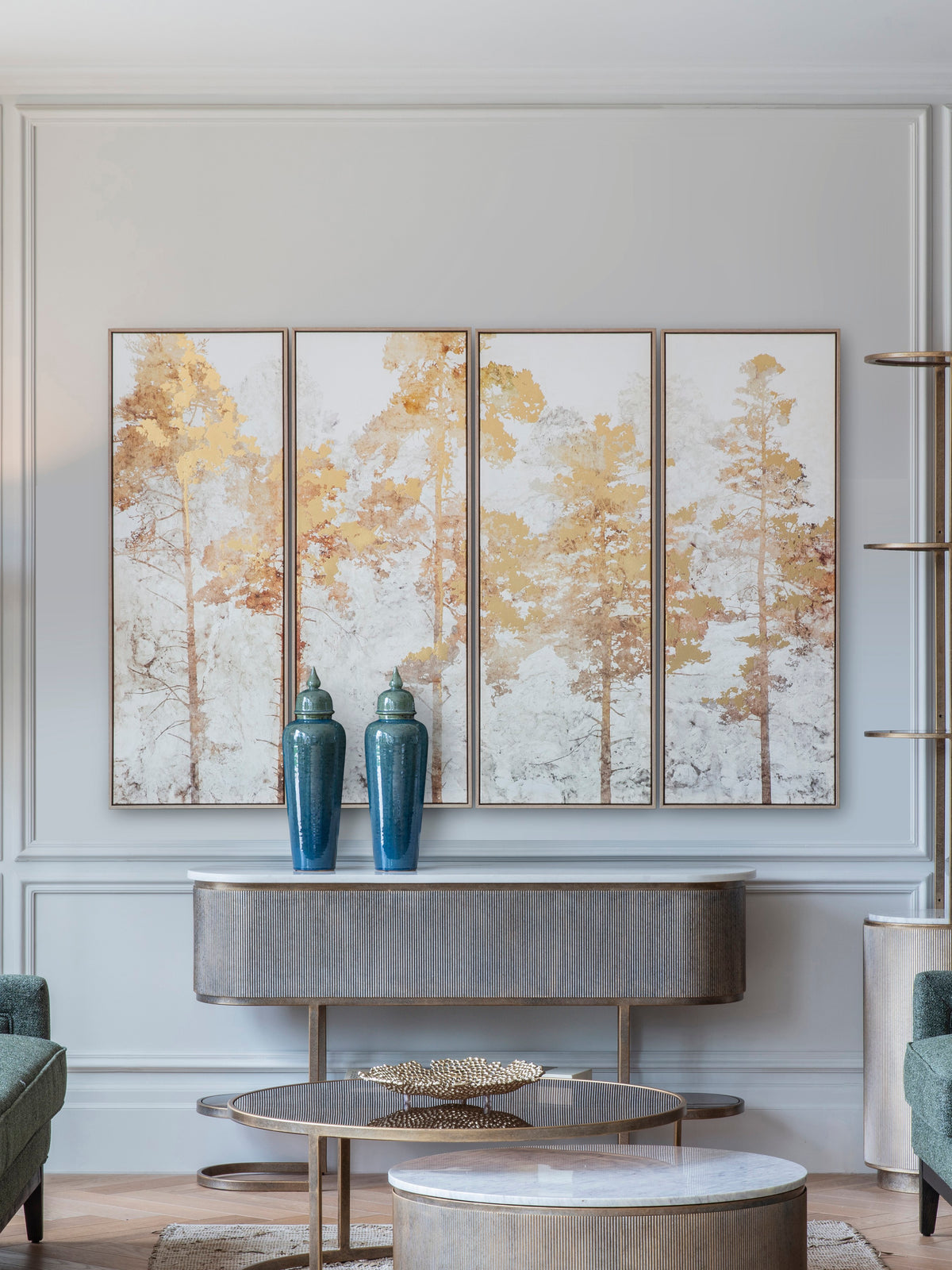 Vale Trees Set of 4 Framed Canvas Wall Art 180x120cm