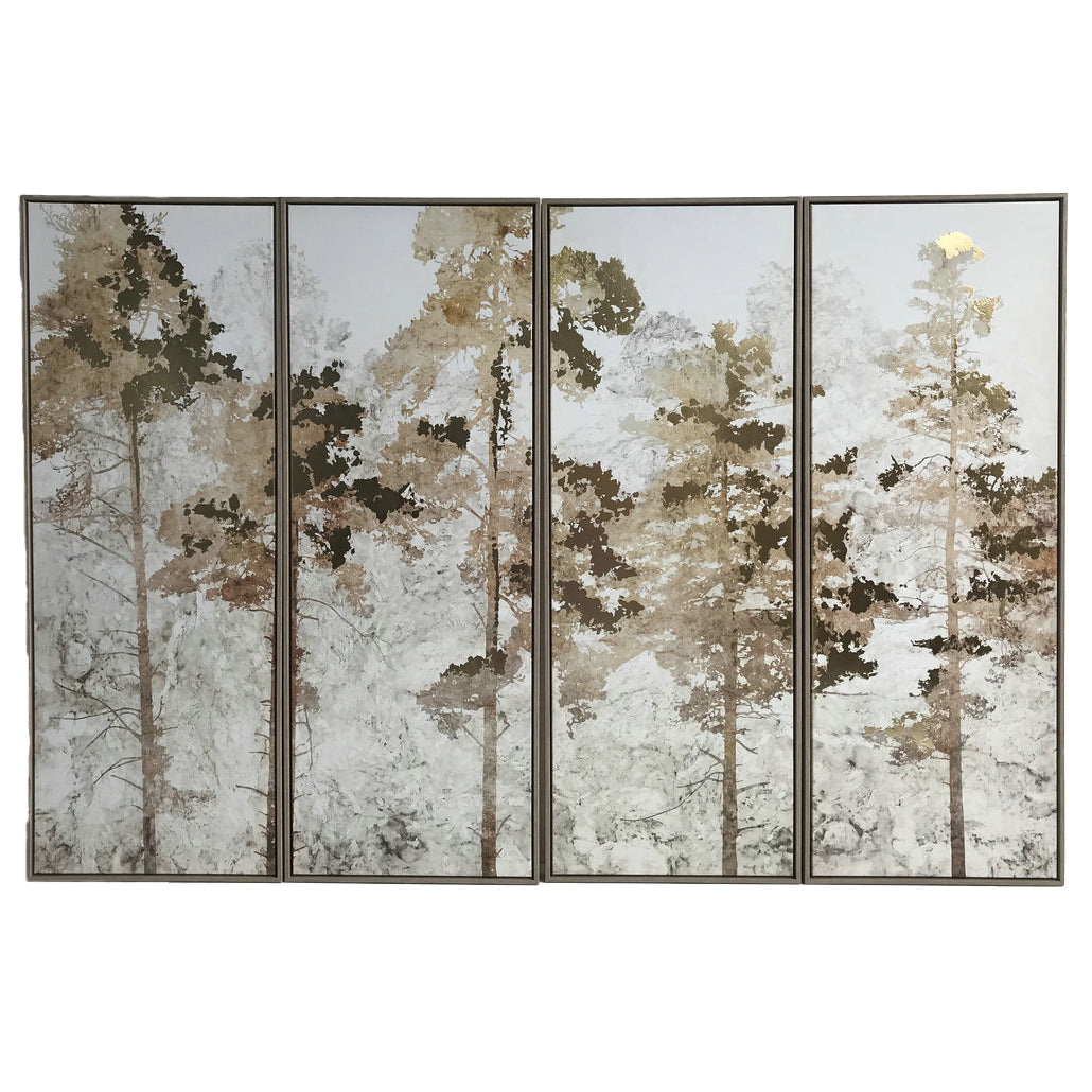 Vale Trees Set of 4 Framed Canvas Wall Art 180x120cm